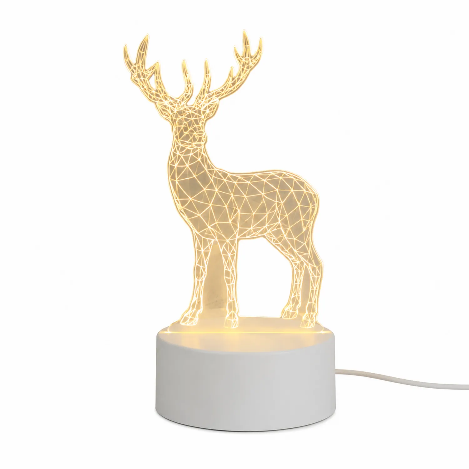 Lámpara 3D LED Venado Luz Cálida Blanca