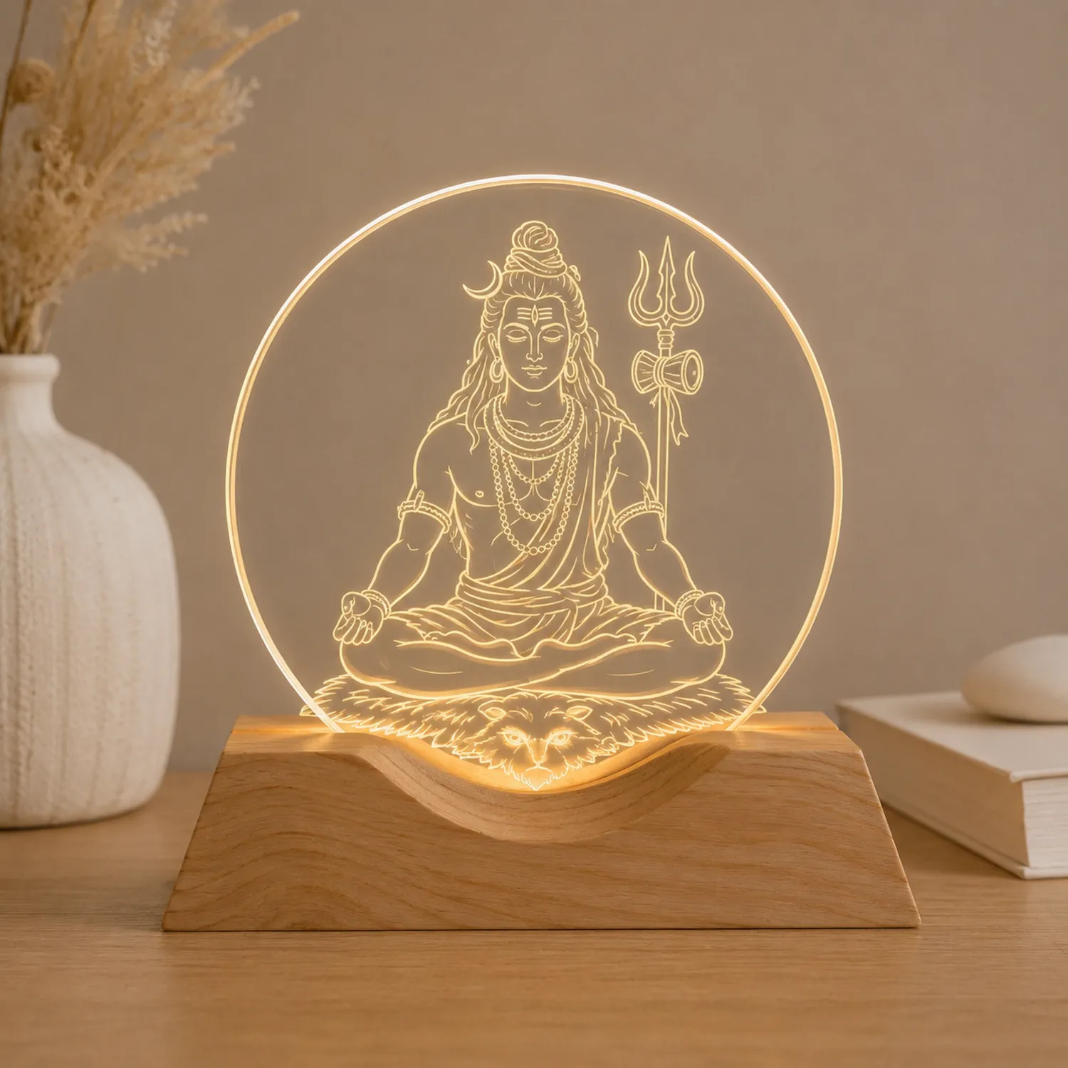 Lámpara 3D LED Diseño de Shiva Amarillo