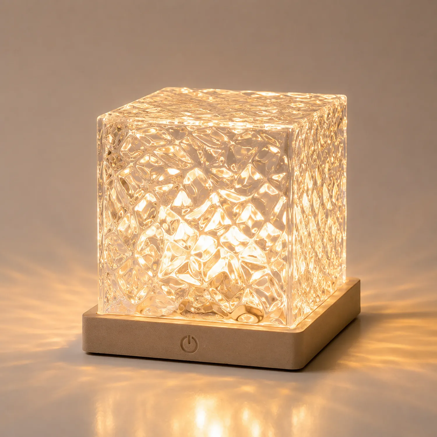 Lámpara de Mesa LED Táctil Cuadrada Transparente con Luz Cálida