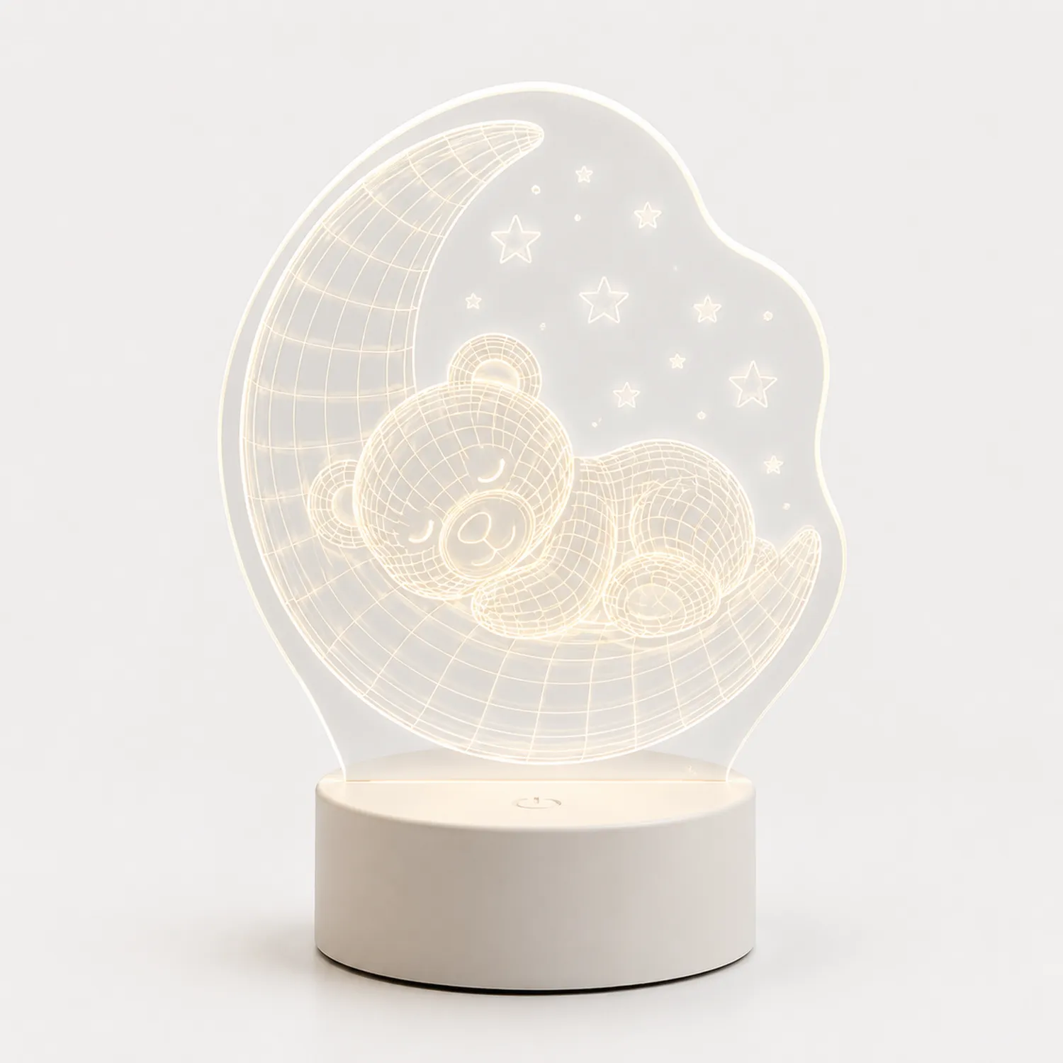 Lámpara Nocturna LED 3D Oso en la Luna Decorativa