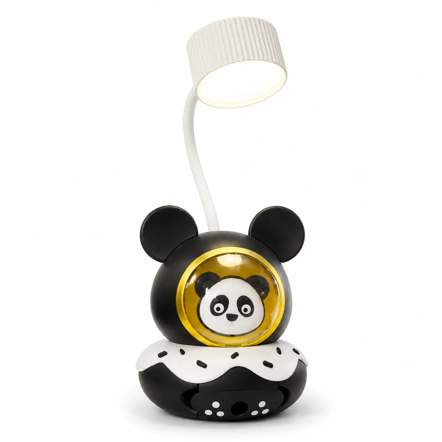 Lámpara de Mesa Panda con Luz LED, Negro/Blanco/Oro