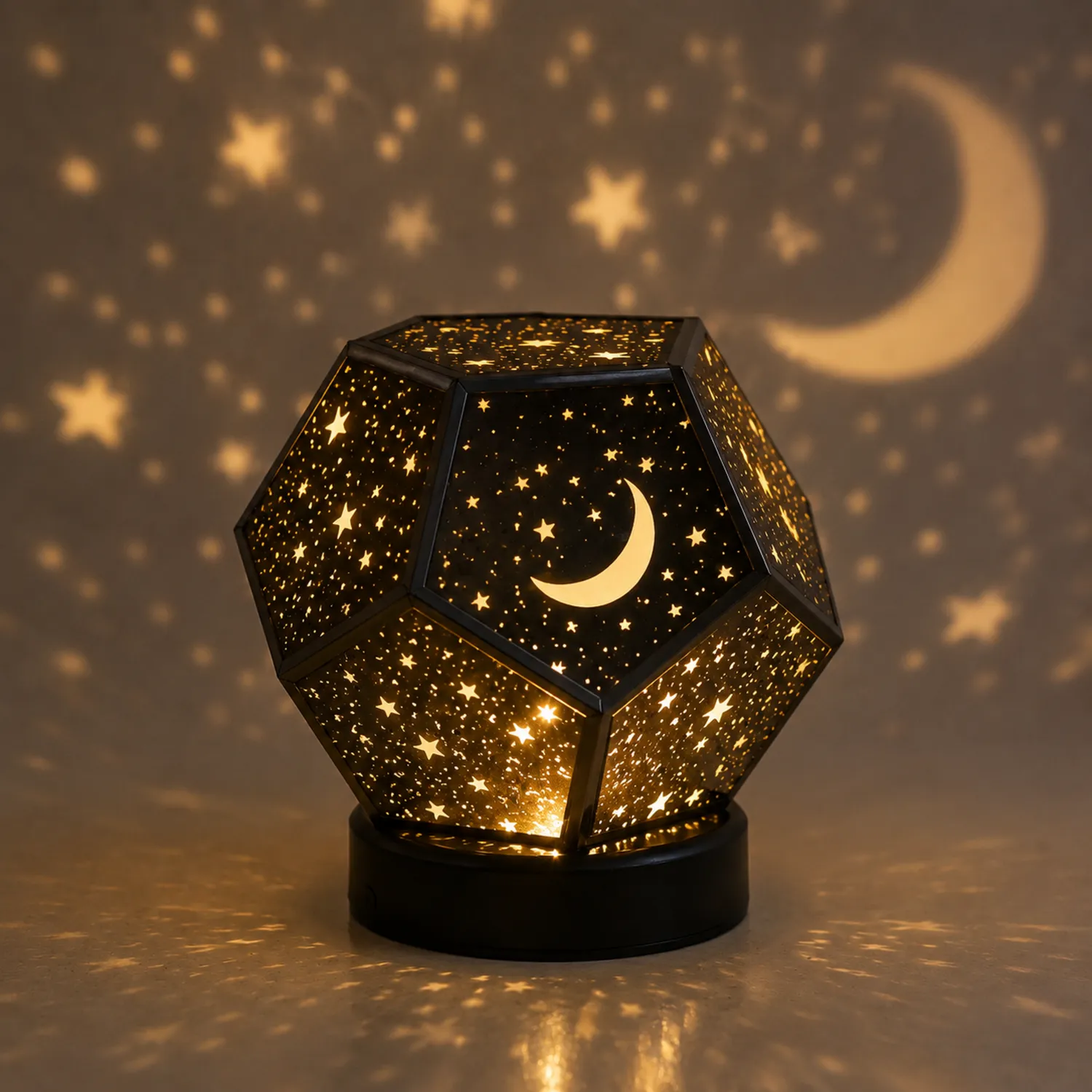 Lámpara Proyector LED de Estrellas y Luna Negra