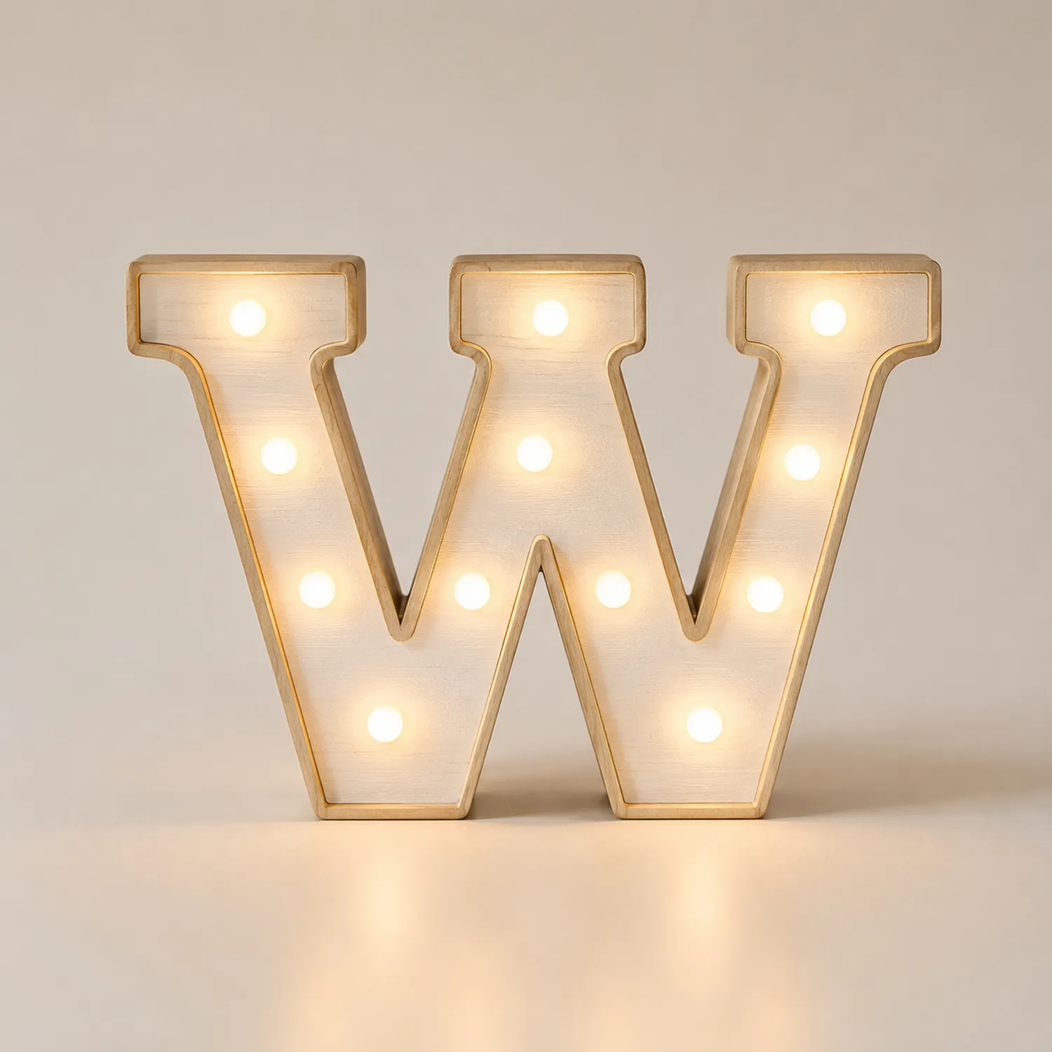 Lámpara de Letras LED 'W' Decorativa de Madera