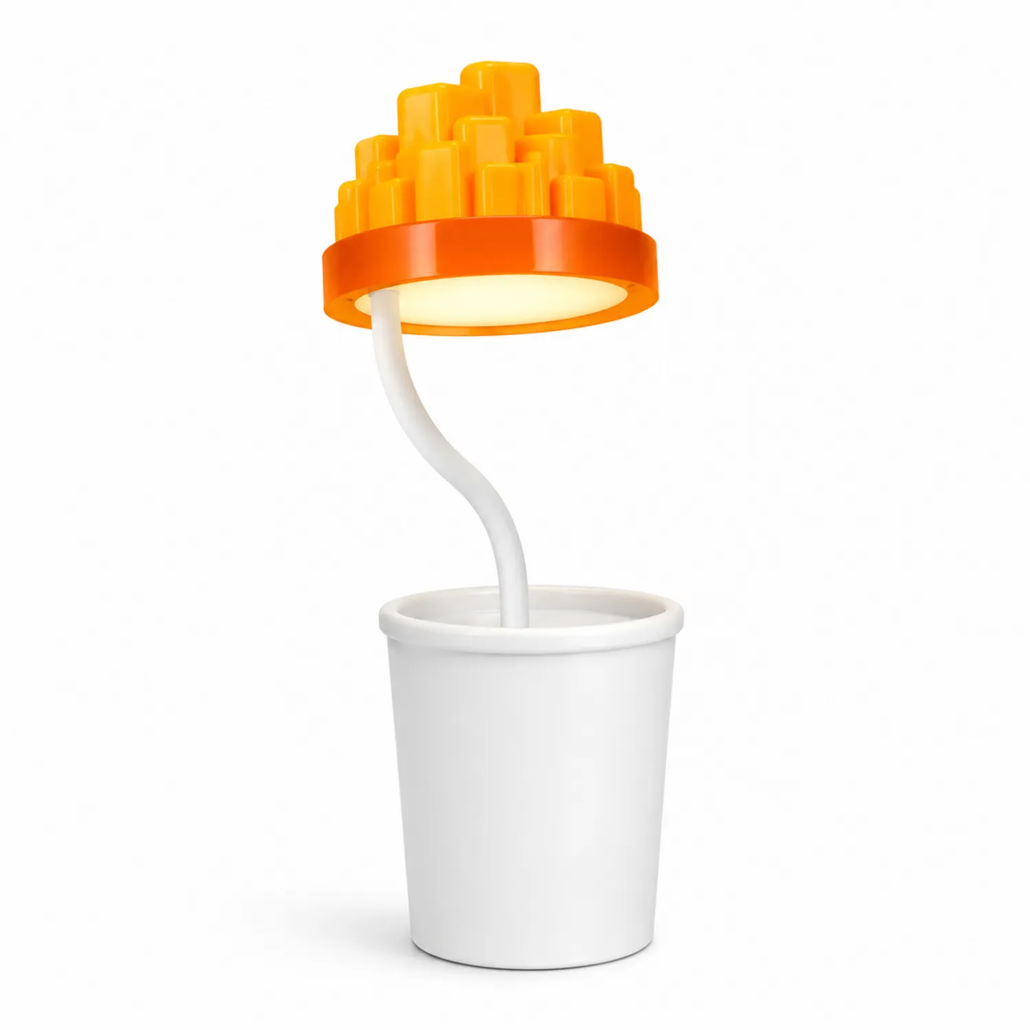Lámpara de Mesa LED Decorativa Estilo Moderno Naranja y Blanca