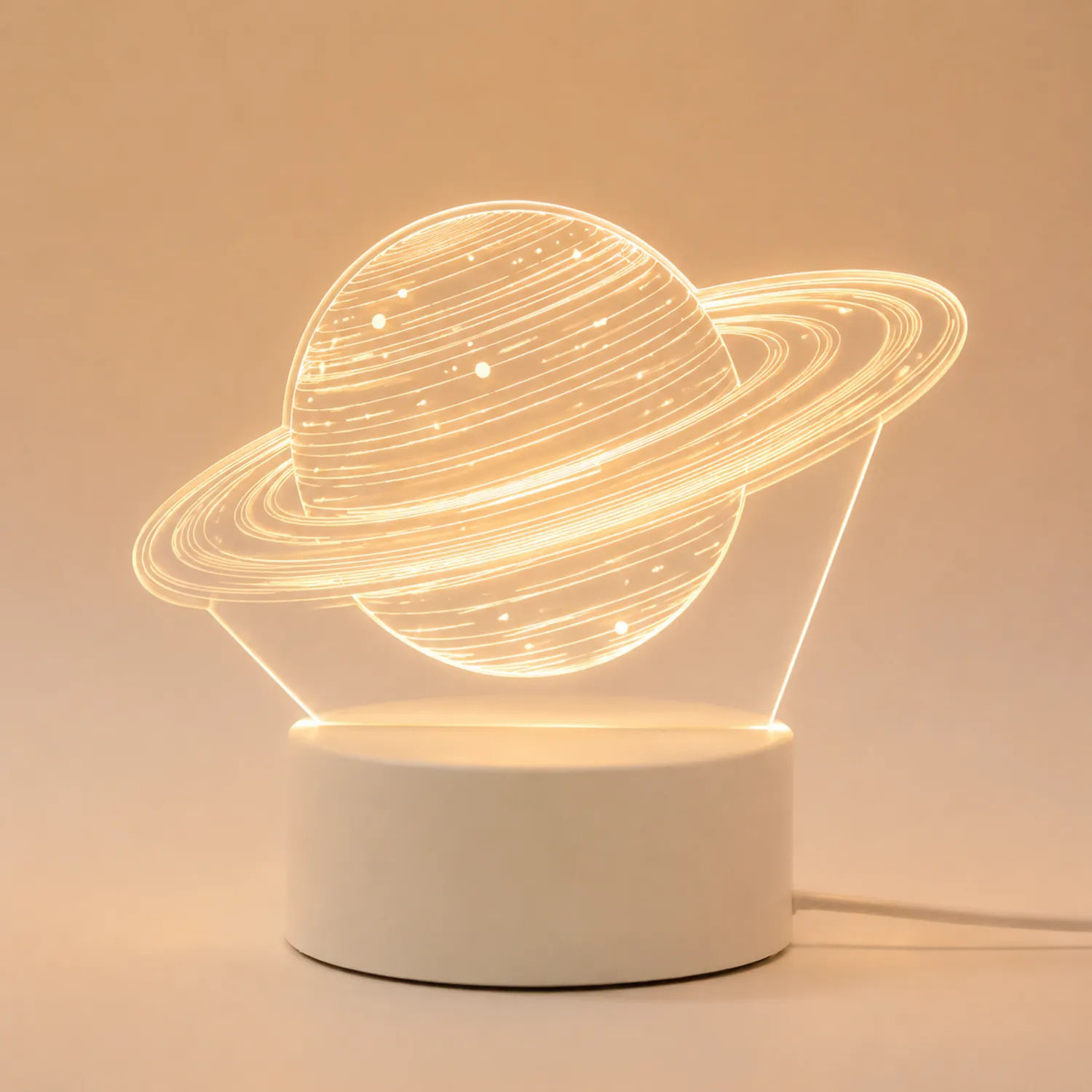 Lámpara LED 3D Saturno Luz Nocturna Decorativa USB