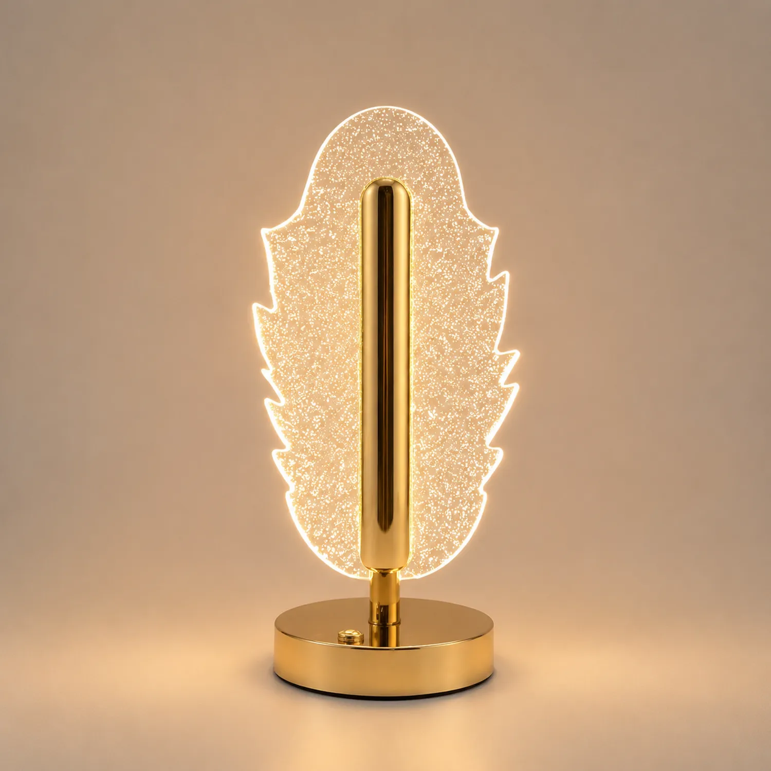 Lámpara de Mesa LED Decorativa Forma de Hoja Luz Cálida Dorada