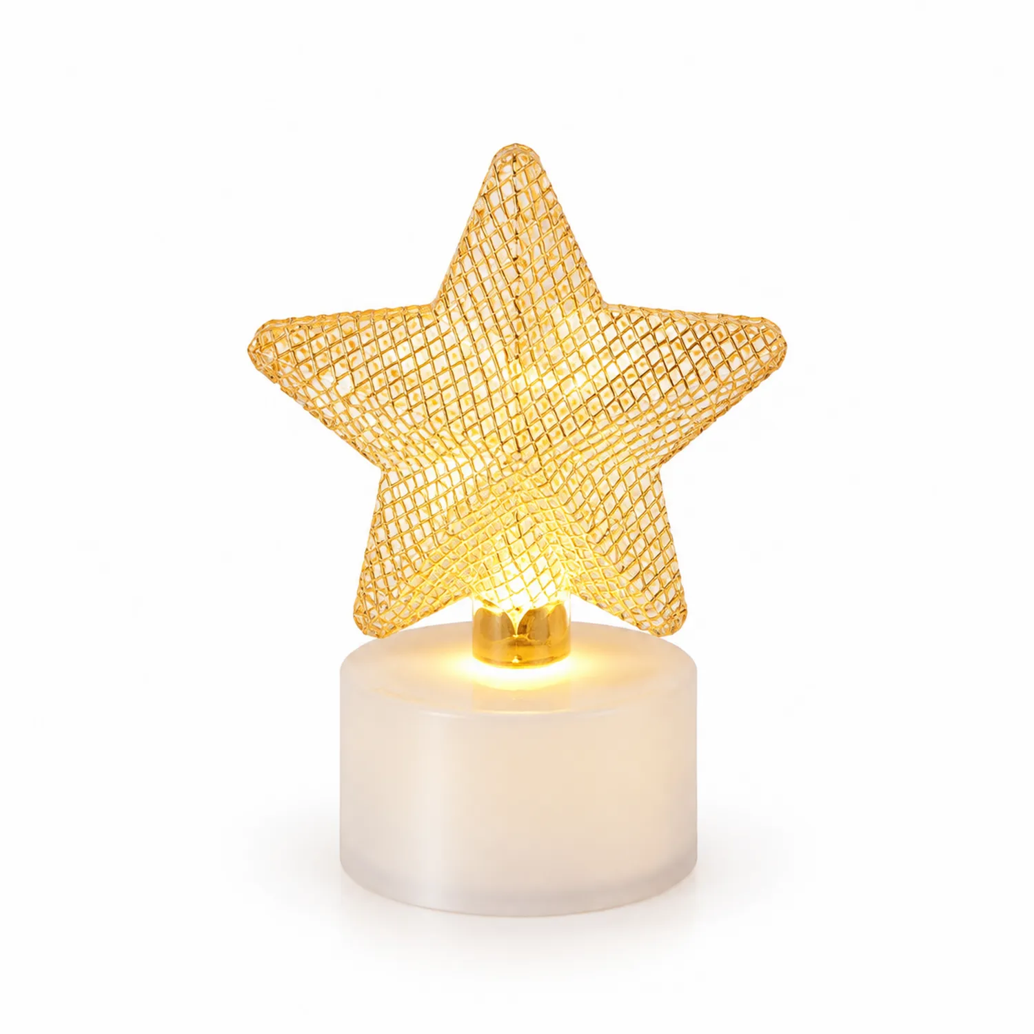 Lámpara de mesa estrella LED dorada cálida