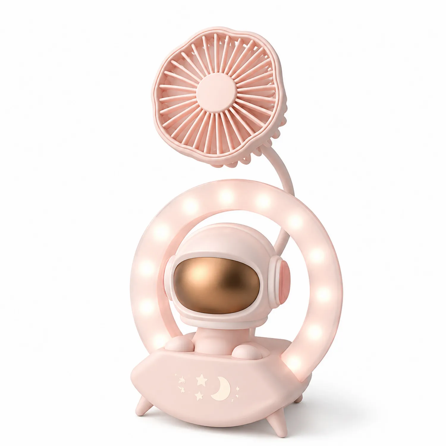 Ventilador y Lámpara LED Astronauta Rosa