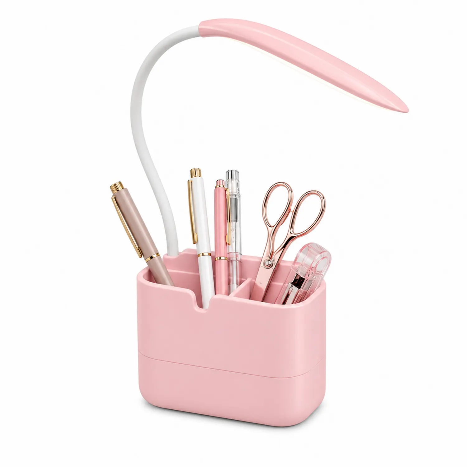 Lámpara de Escritorio LED con Portalápices Rosa