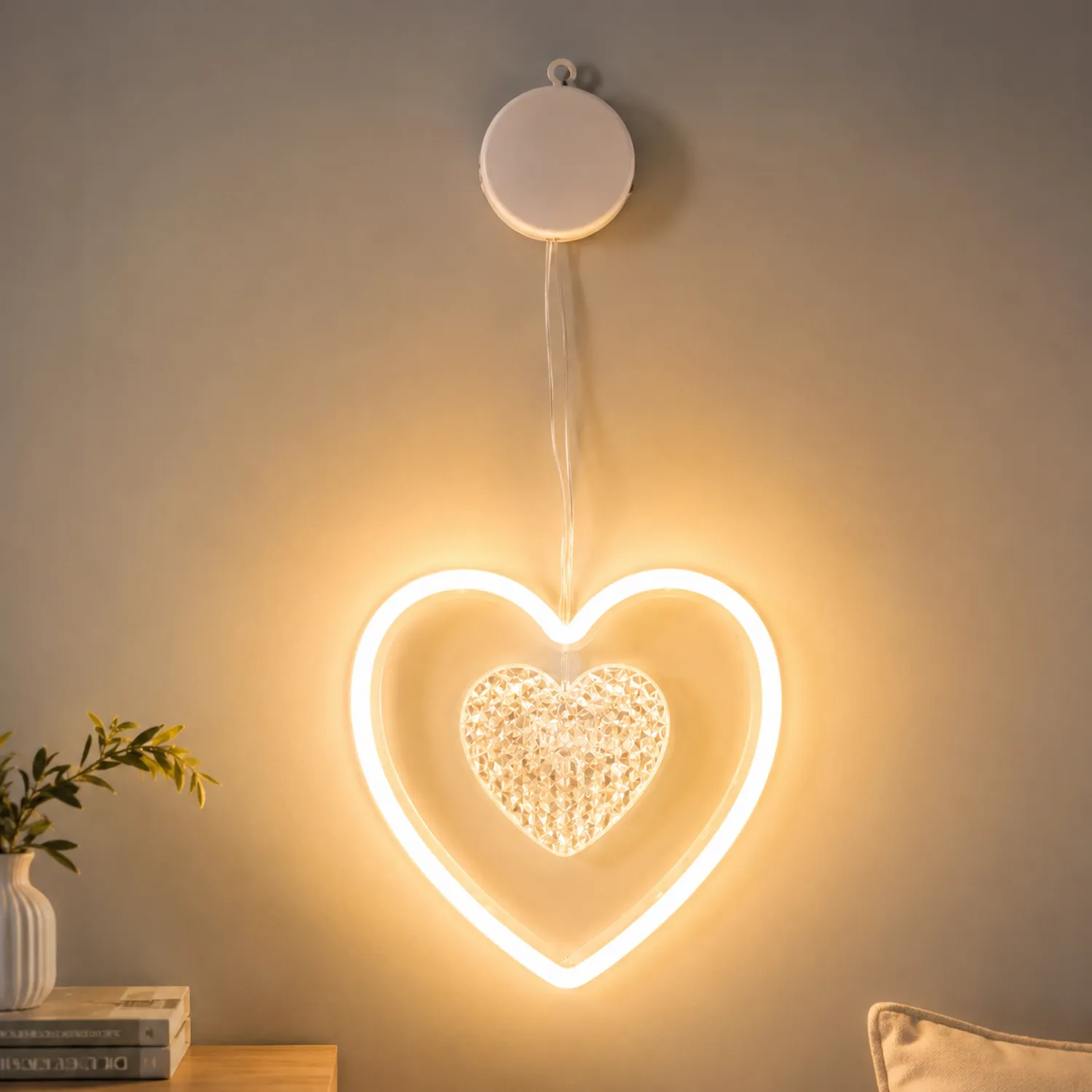 Lámpara de Pared Corazón LED Decorativa Blanco Cálido 7W