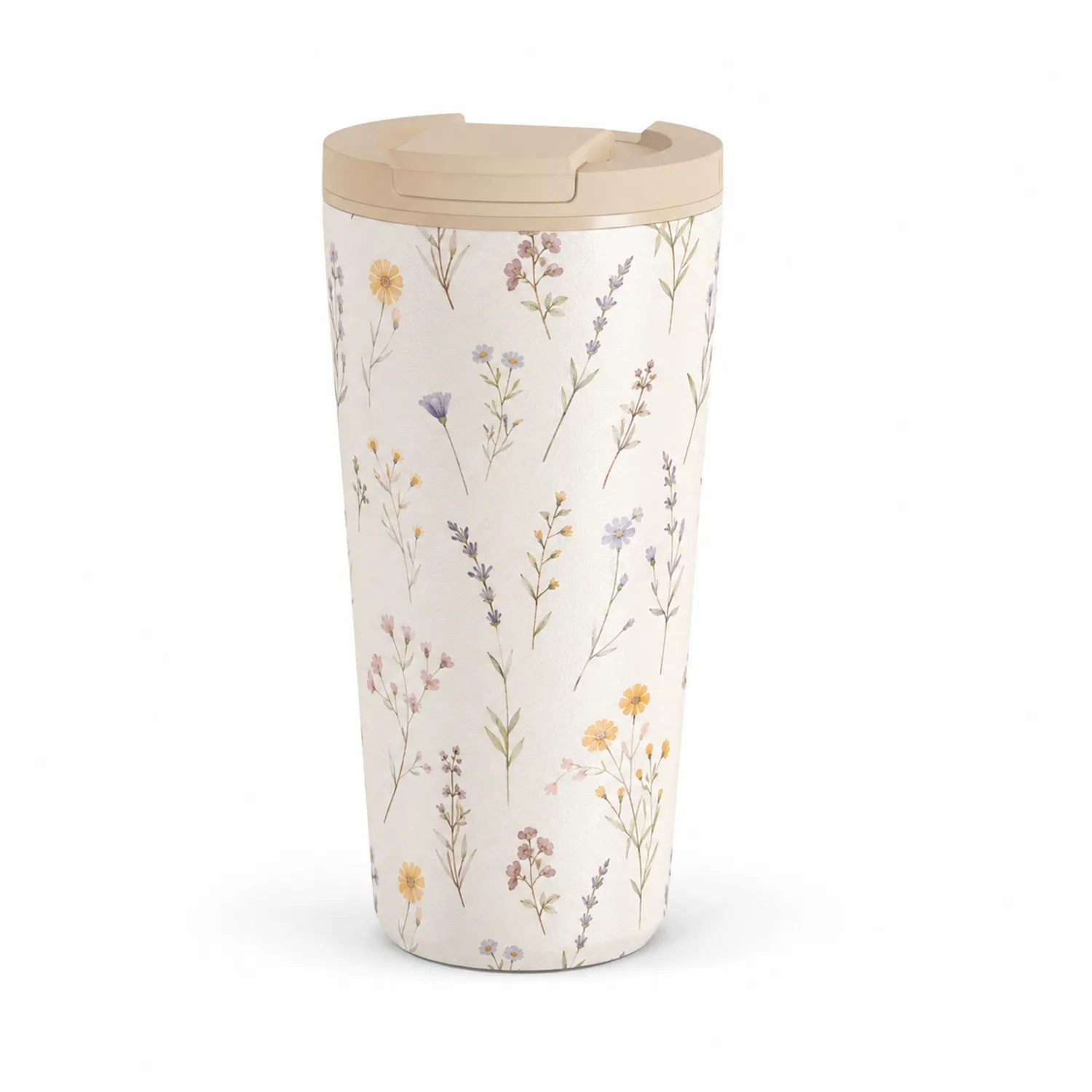 Taza Térmica Floral de 450ml con Tapa Deslizante