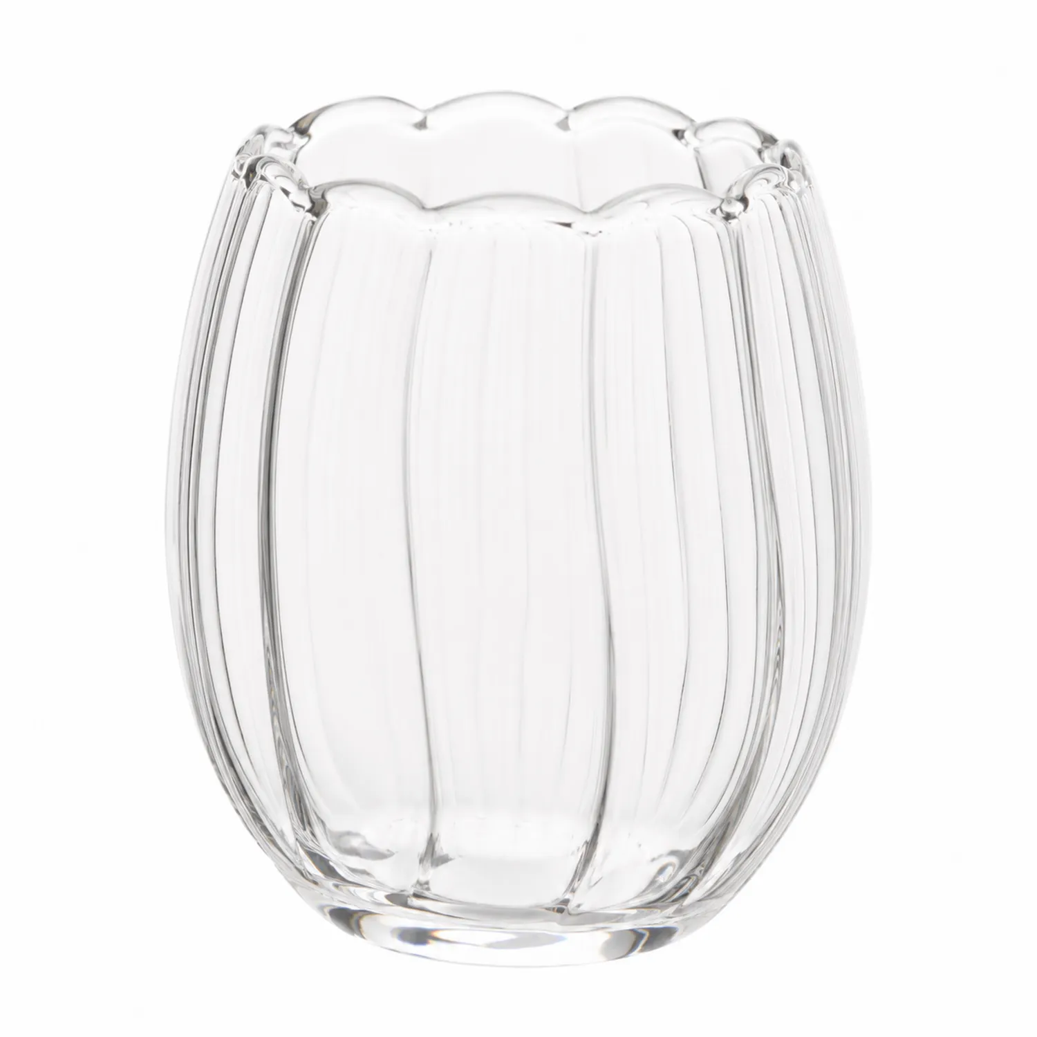 Jarrón de vidrio transparente con diseño acanalado, 750 ml