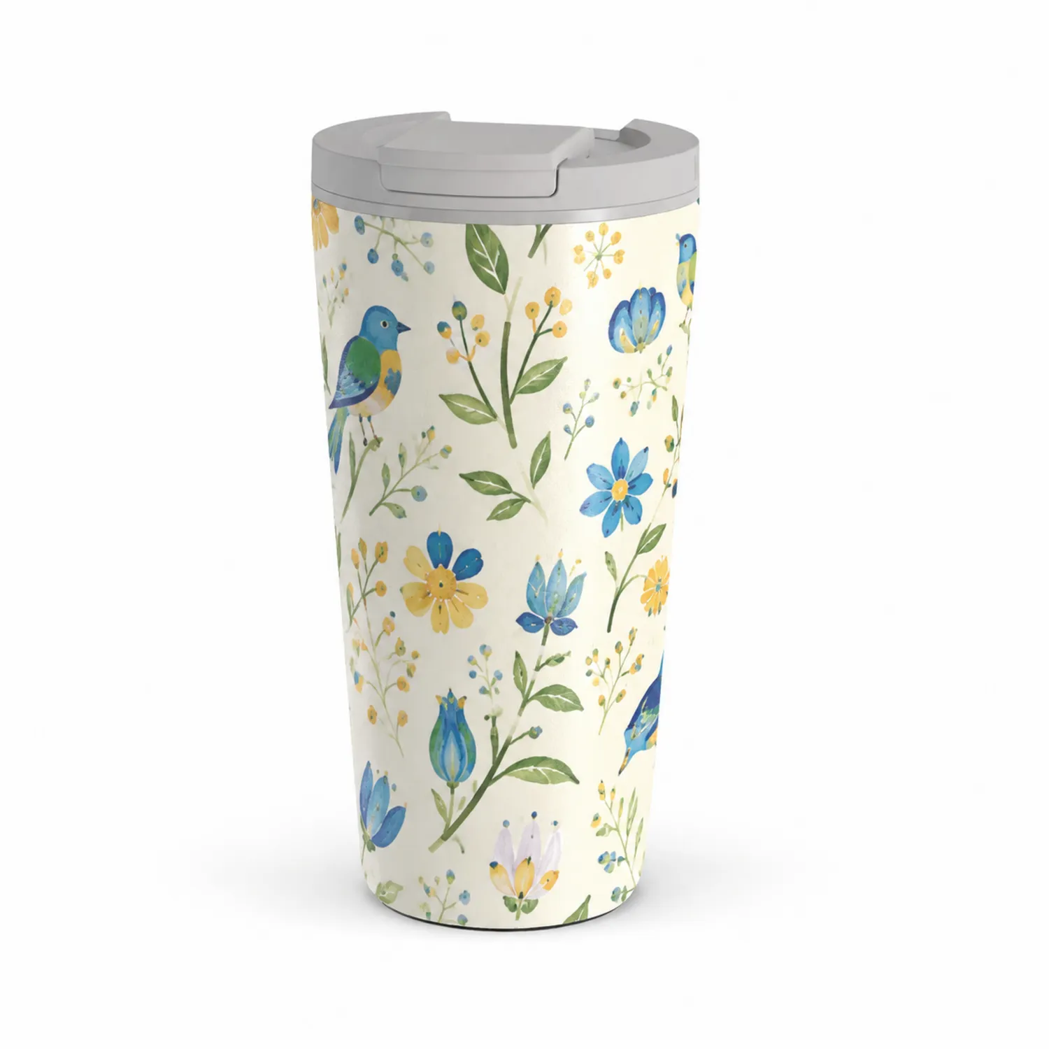 Taza Térmica de Viaje con Diseño Floral y de Pájaros 400ml
