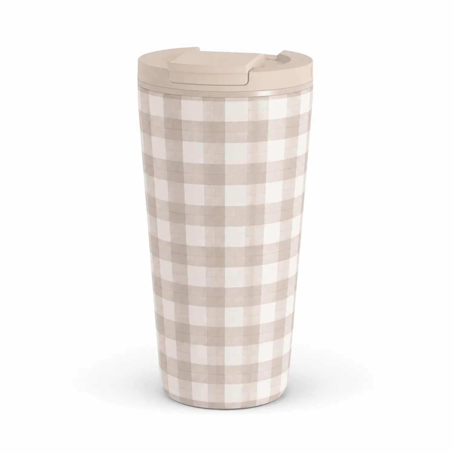 Taza Térmica Estilo Cuadros Beige