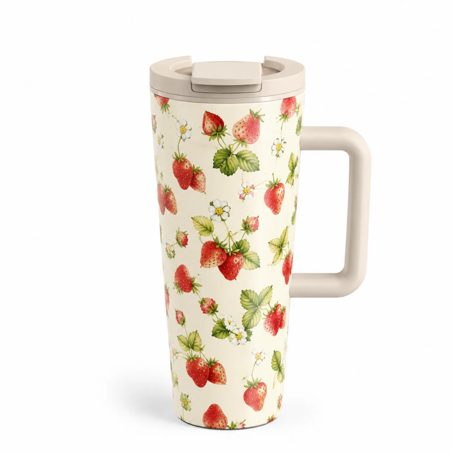 Taza térmica con diseño de fresas 500ml con asa
