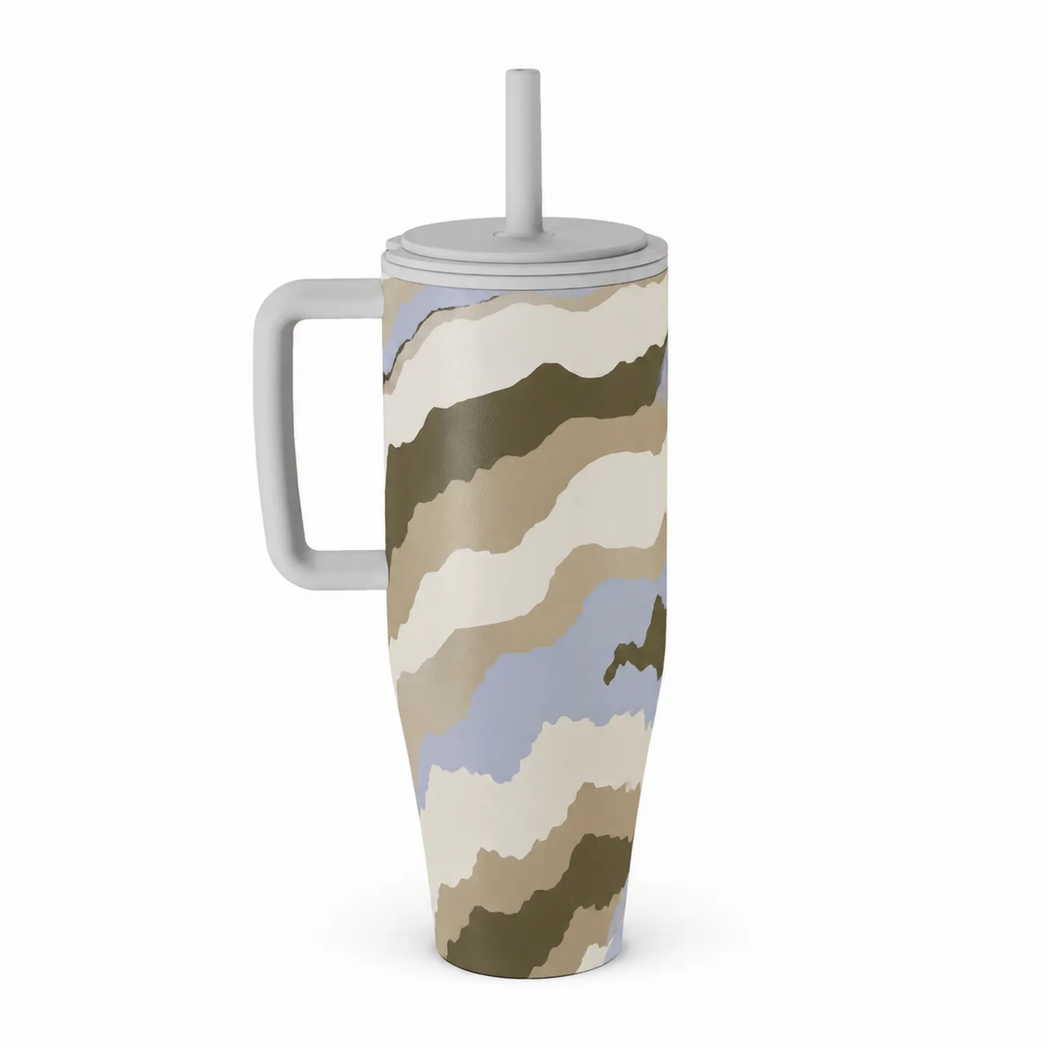 Taza térmica con diseño de camuflaje y tapa con pajita 500ml