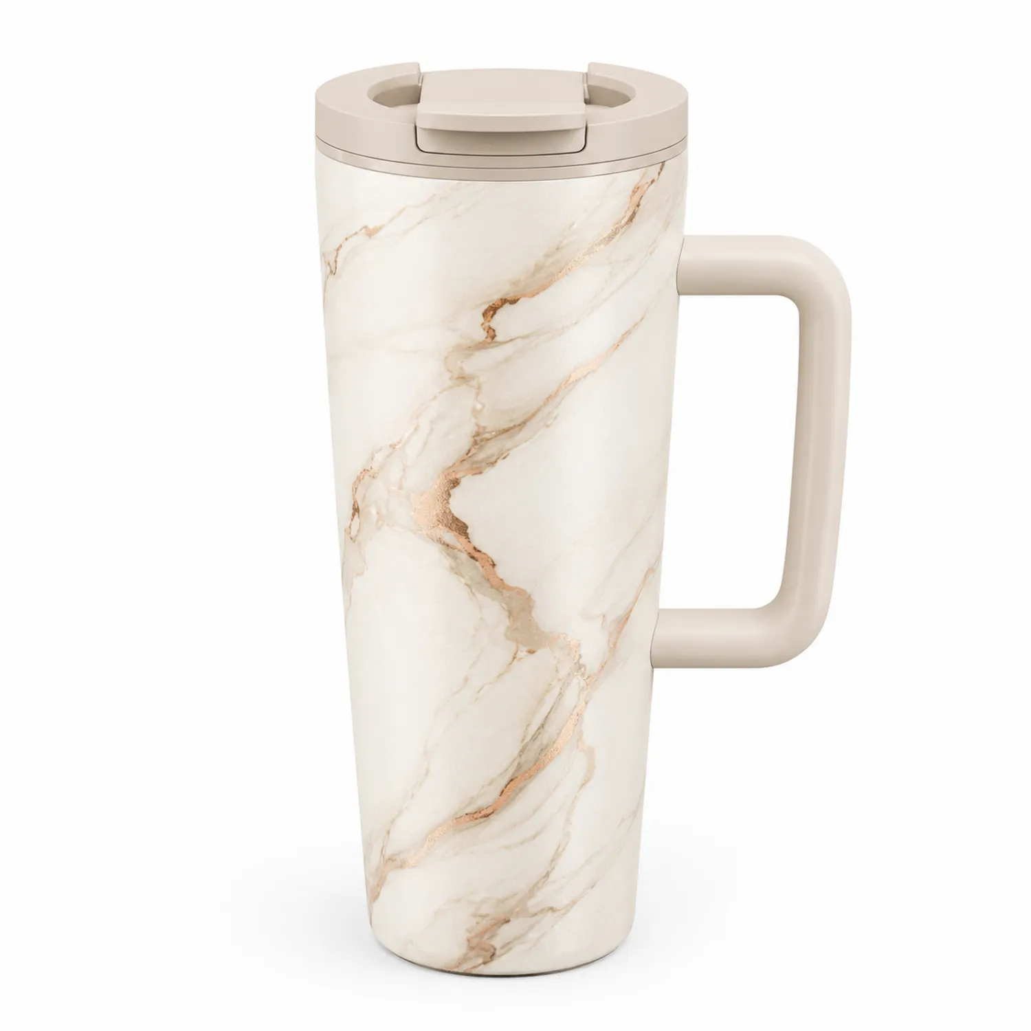 Taza Térmica con Asa Diseño Mármol Crema 500ml