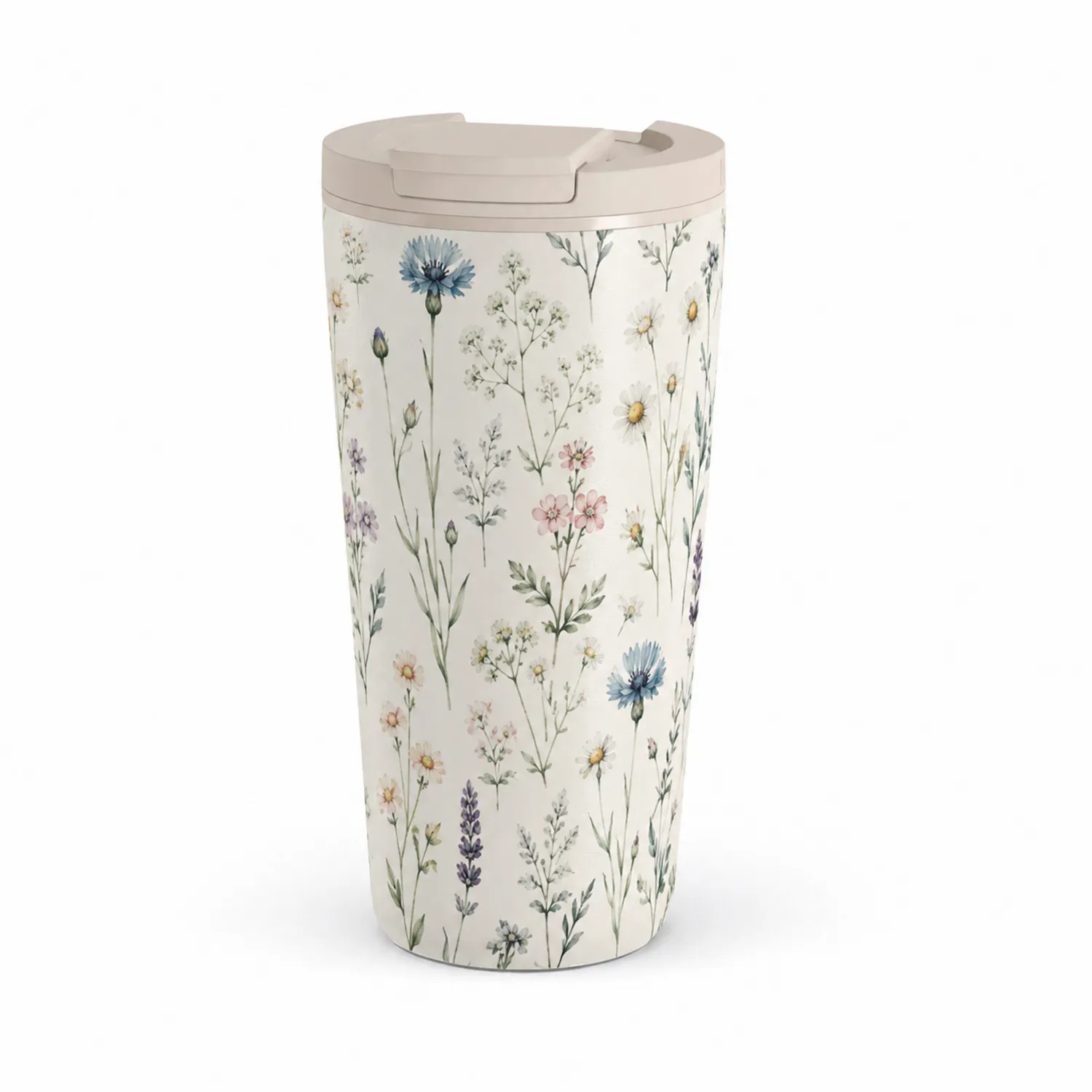 Taza Térmica Floral 500ml Blanco