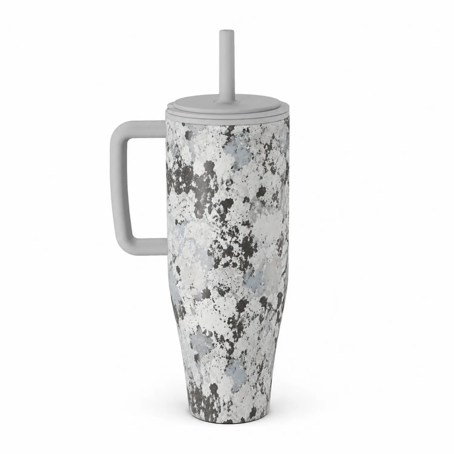 Taza de viaje con aislamiento y diseño moteado gris