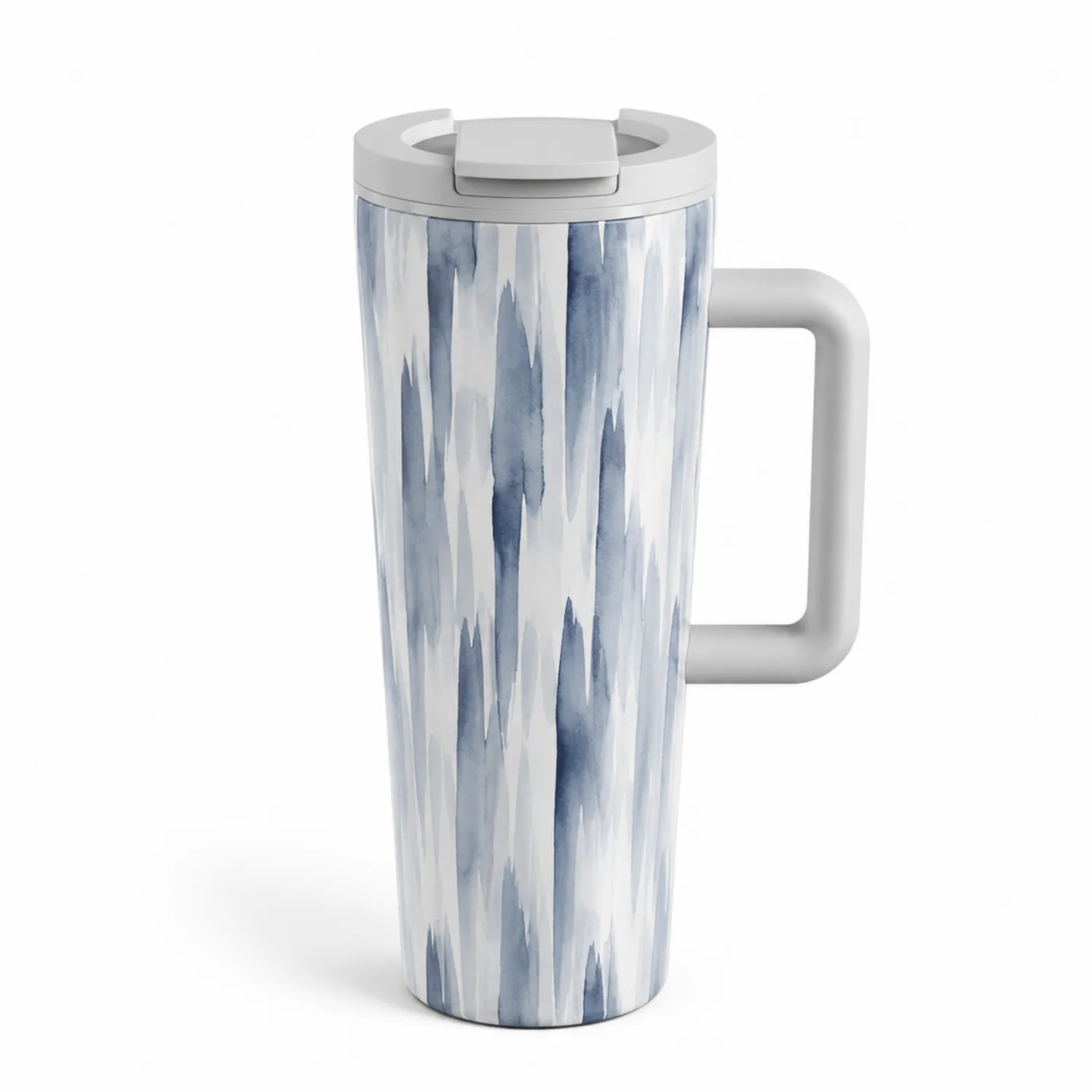 Taza térmica 475ml azul y blanco con asa
