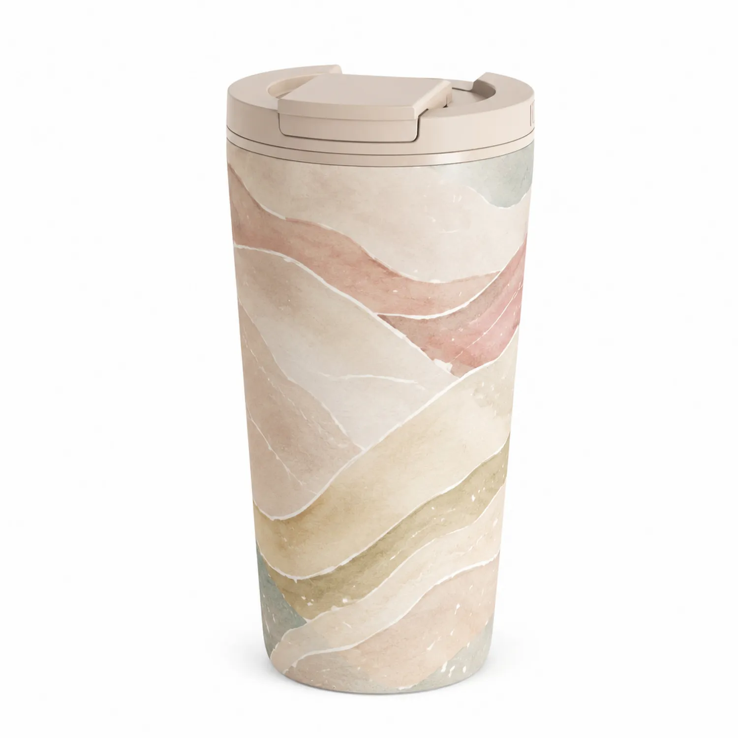 Termo de Viaje con Diseño Abstracto en Tonos Pastel, 450ml