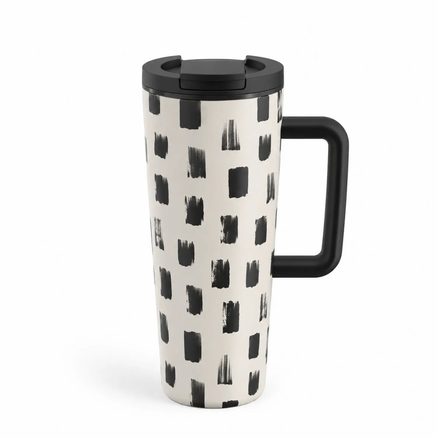 Taza Térmica con Asa y Diseño Abstracto Blanco y Negro 500ml