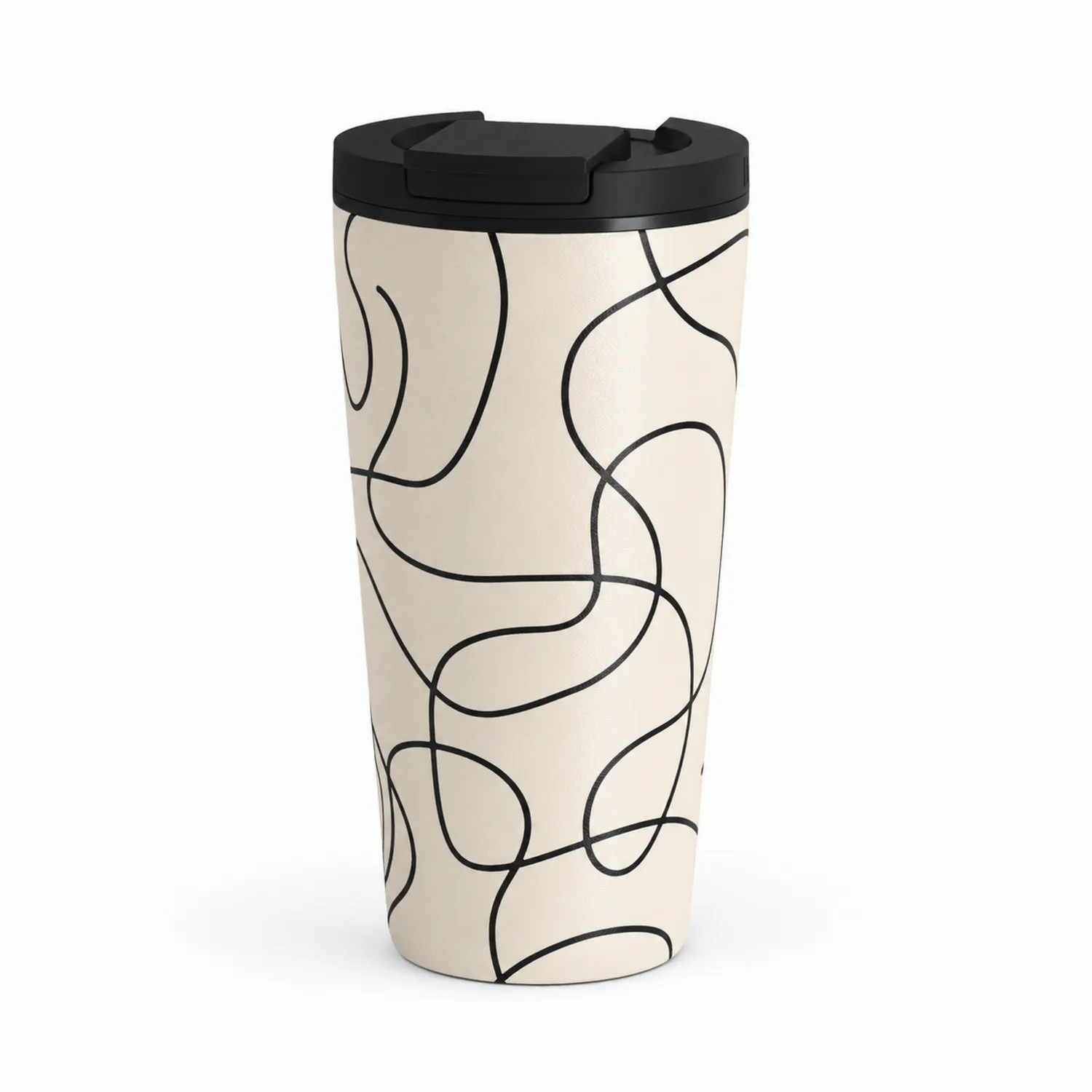 Taza Térmica Aislada 500ml Diseño Abstracto Blanco y Negro