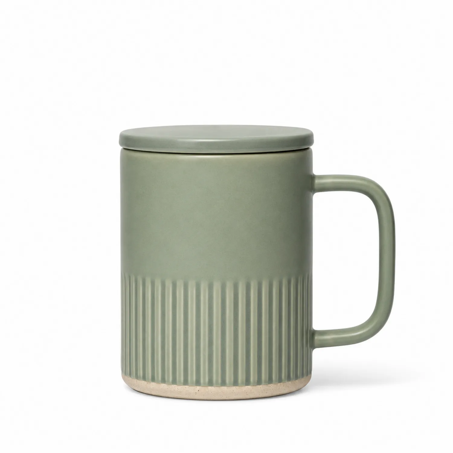 Taza de Cerámica con Tapa Verde 350 ml