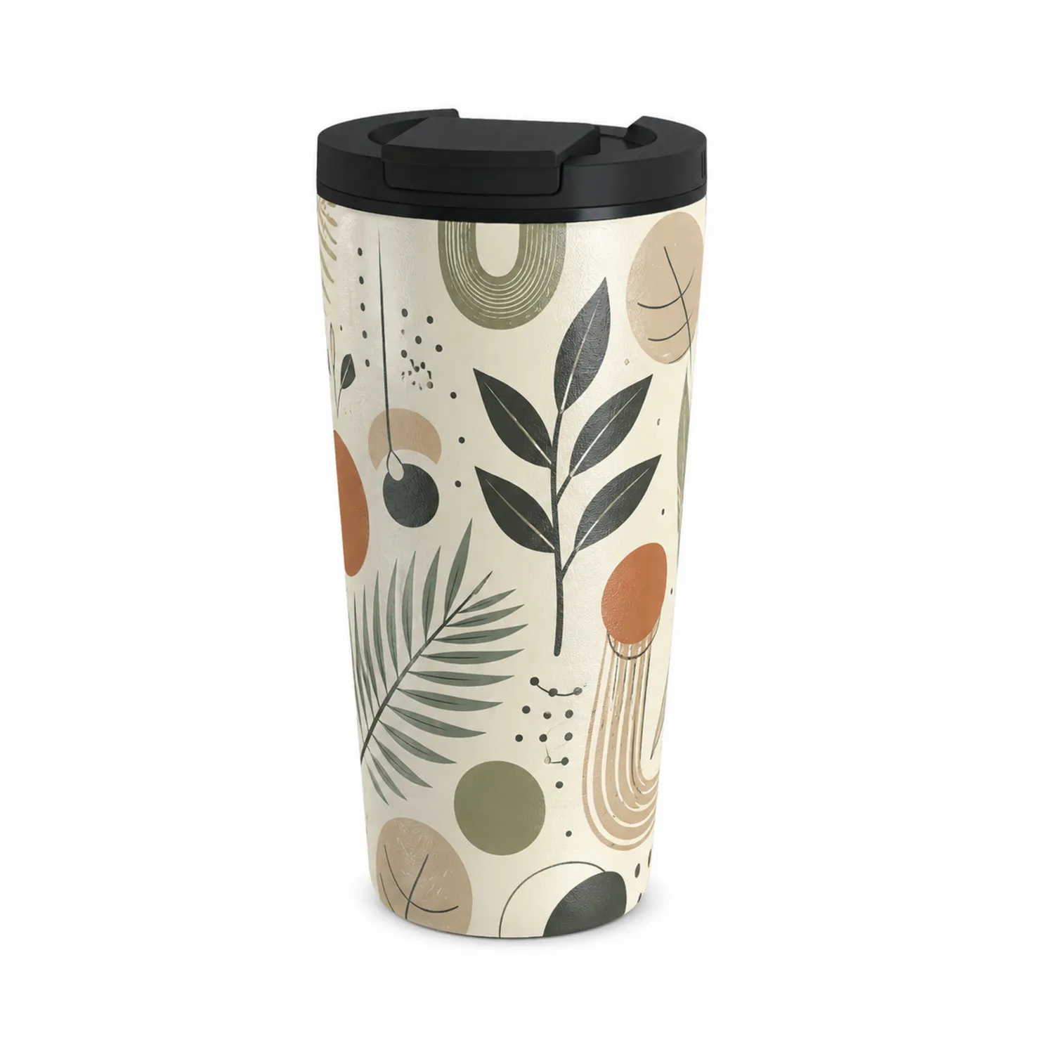Vaso Térmico Hermético 450ml Diseño Botánico Blanco/Verde/Naranja
