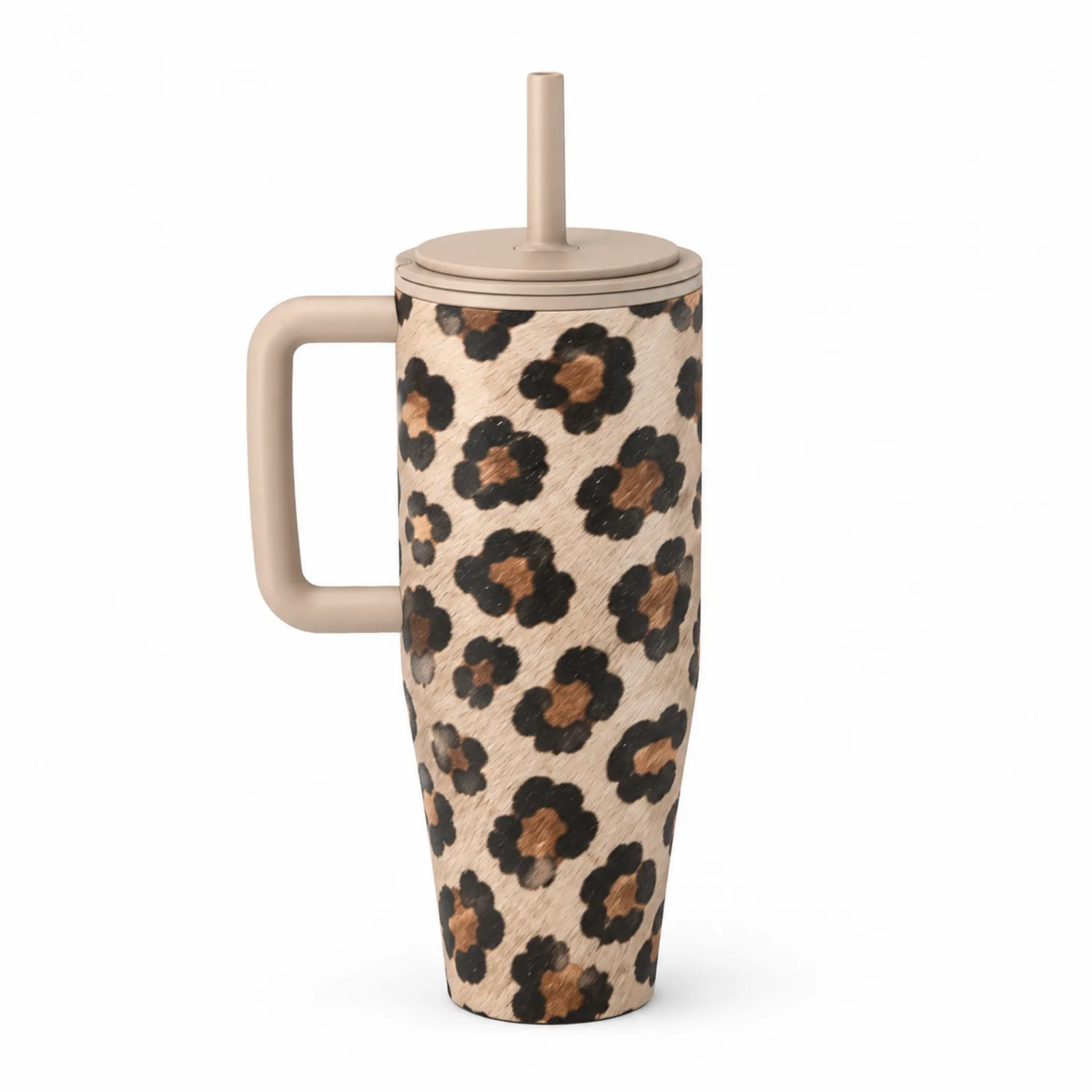Taza térmica con pajita diseño leopardo 600ml