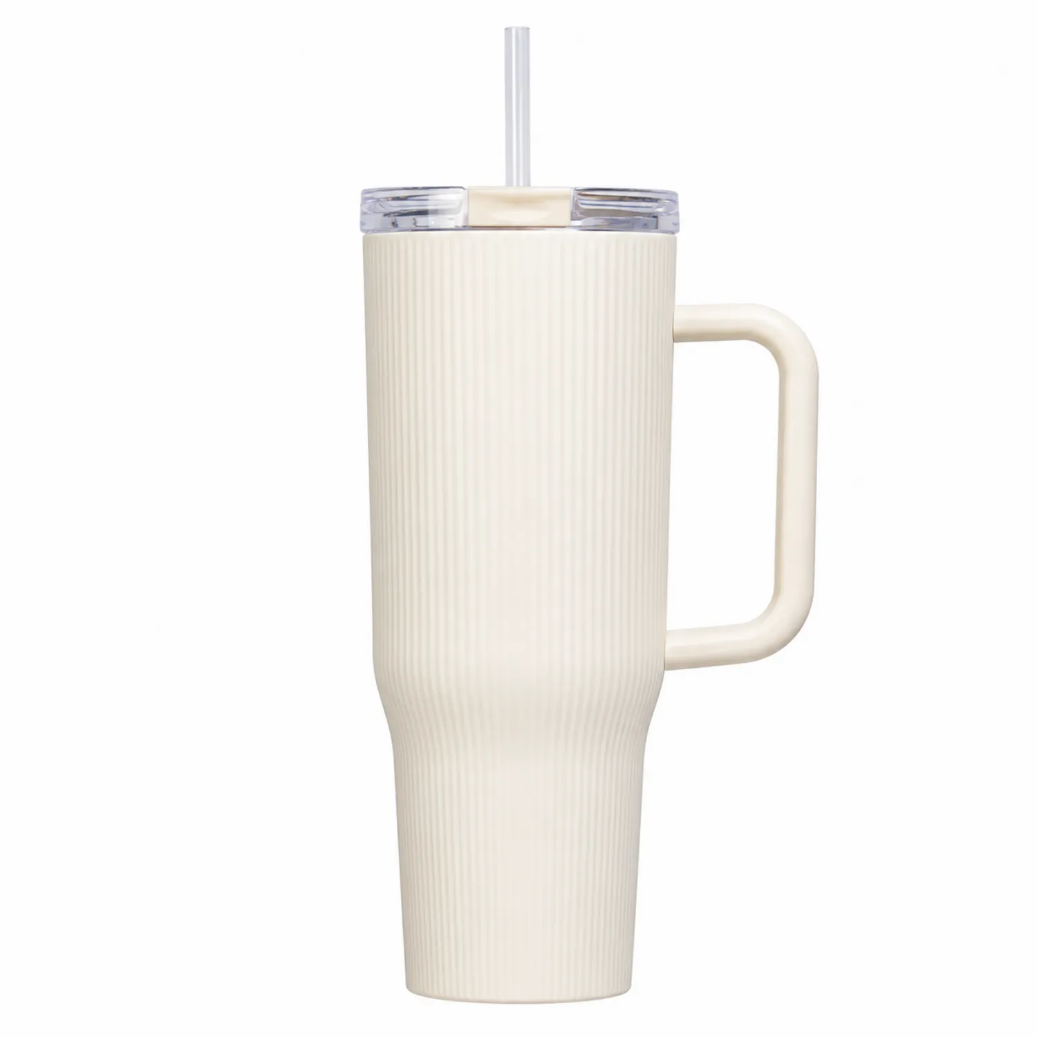 Taza de Viaje con Asa y Pajita Beige 1000ml