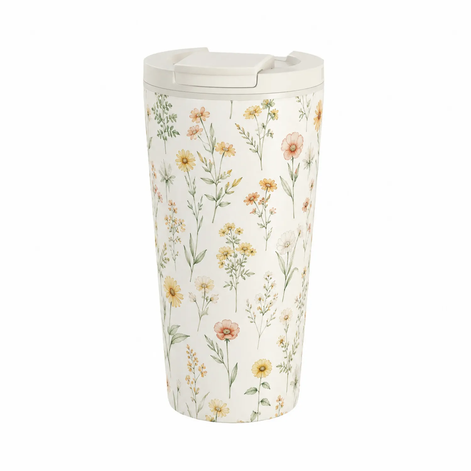 Vaso Térmico con Diseño Floral 500ml Crema