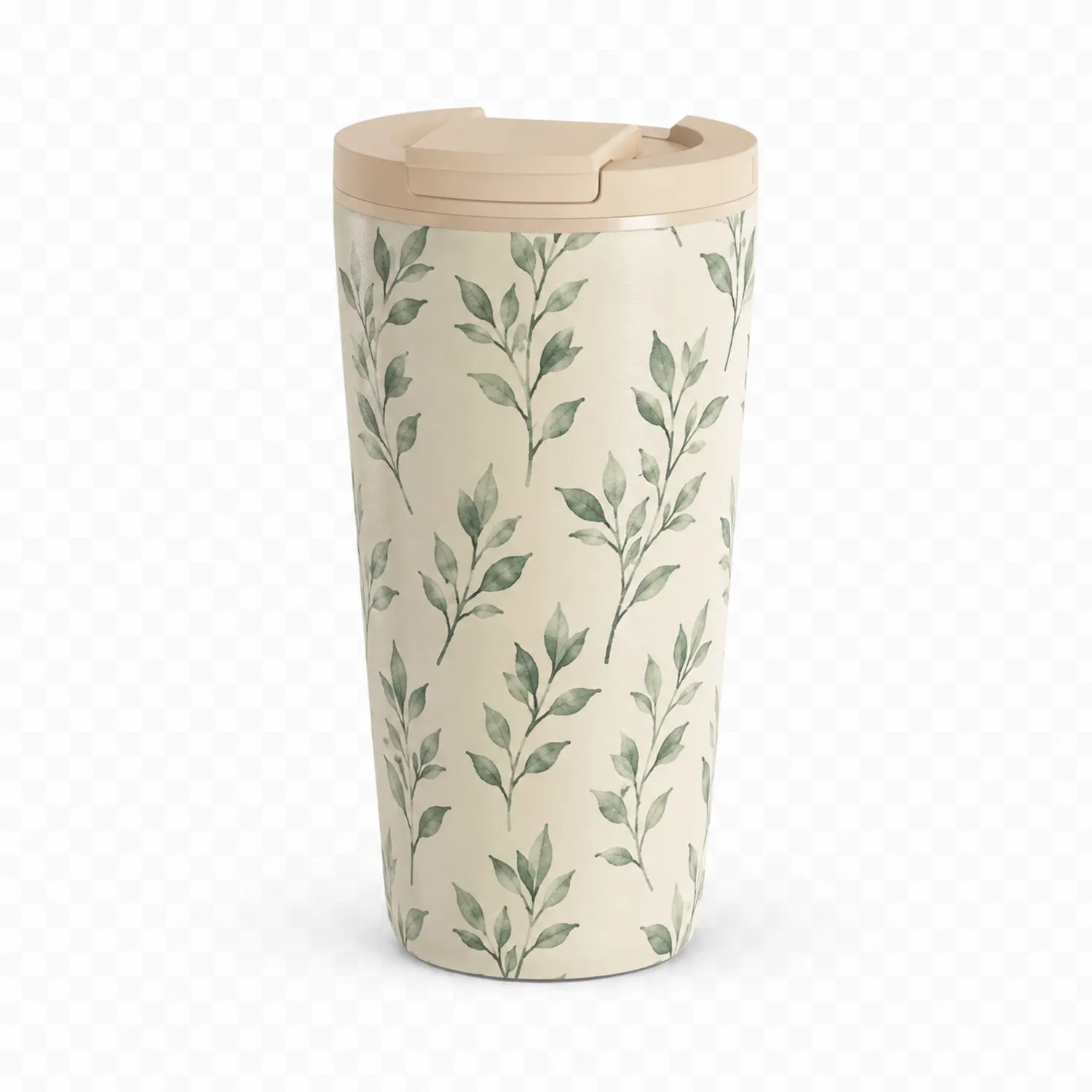 Vaso térmico con diseño de hojas verdes y tapa 400ml
