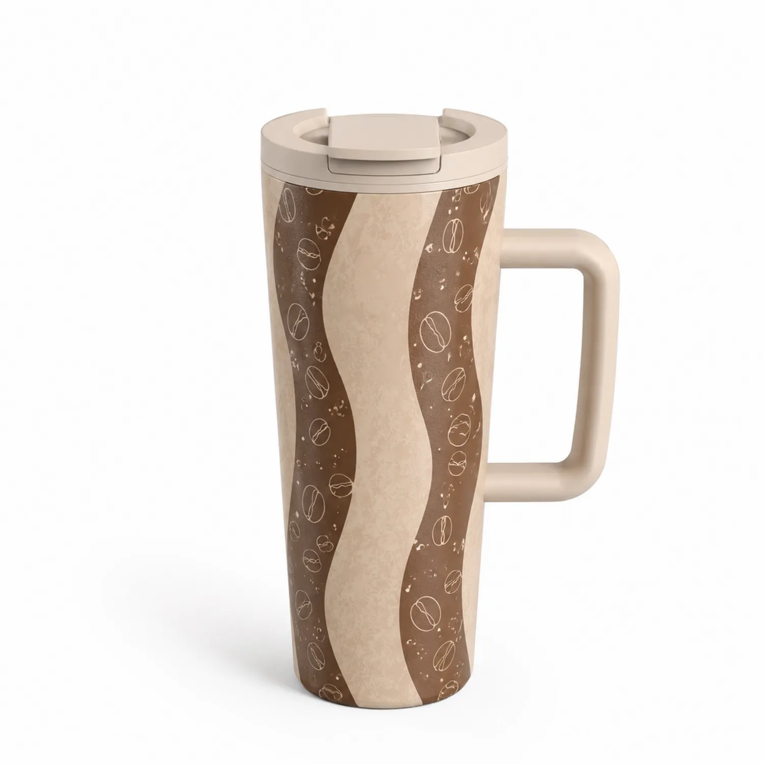 Taza Térmica de Viaje 450ml Beige y Marrón