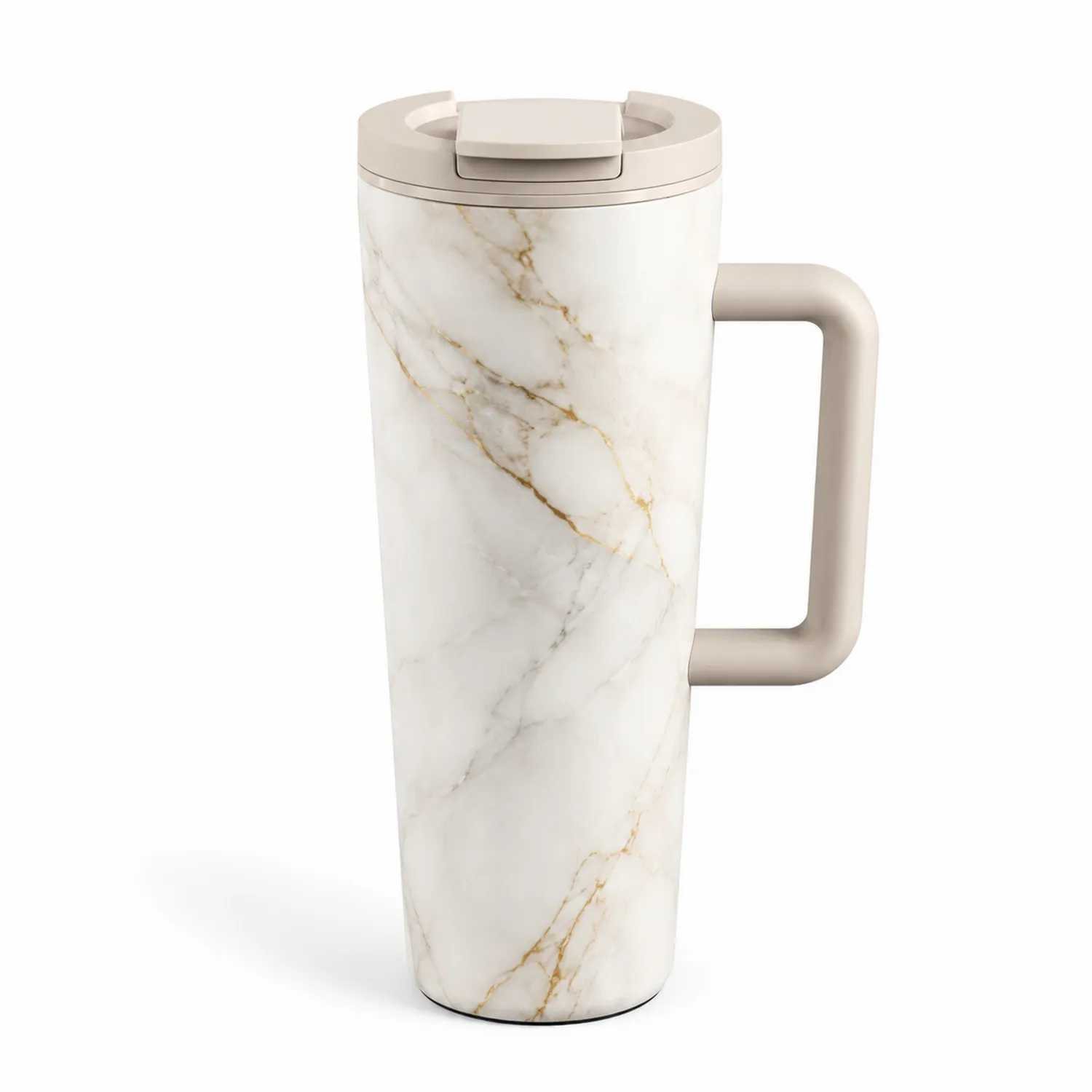 Taza térmica con asa diseño mármol 470ml Blanco