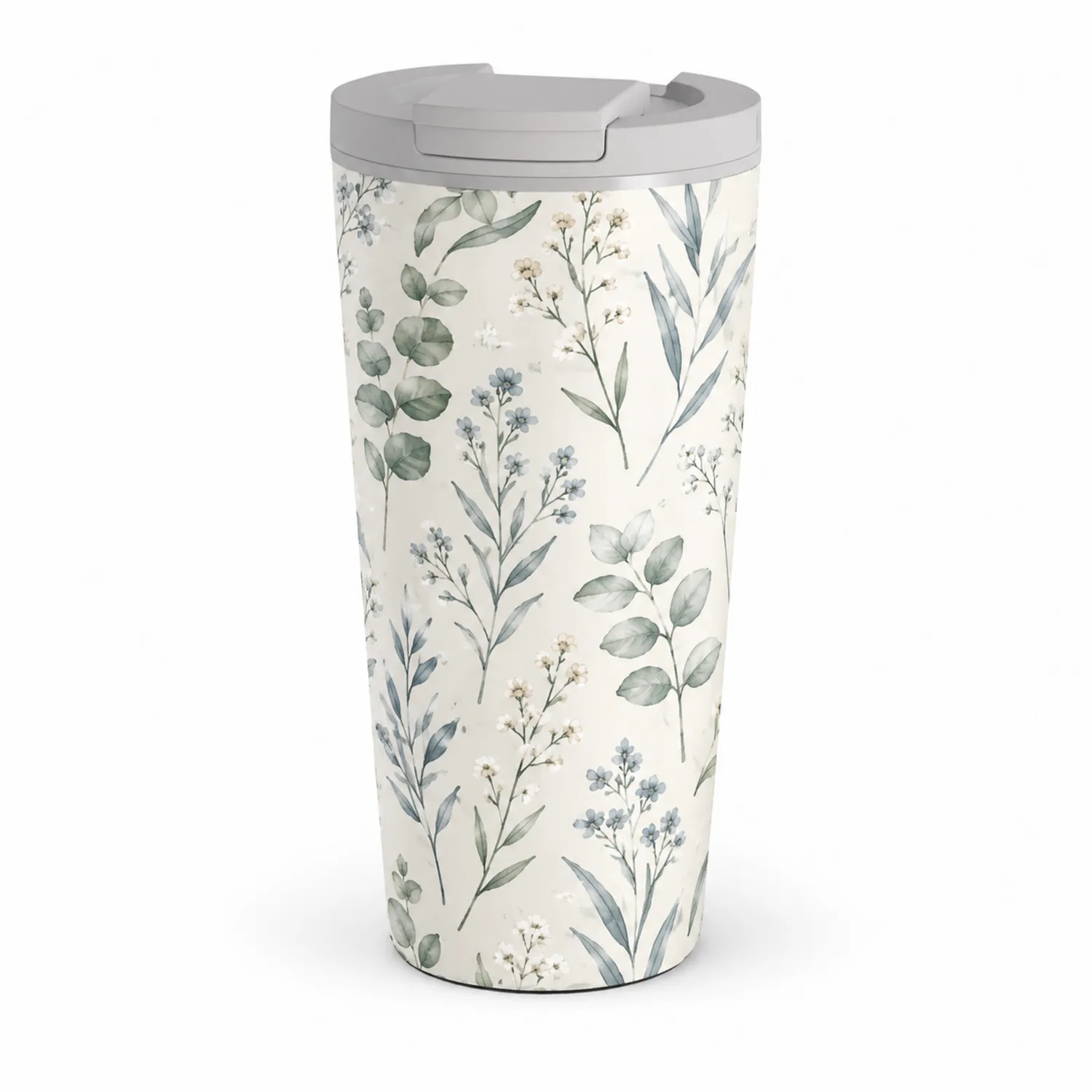 Taza Térmica de Viaje 500ml Diseño Floral Blanco