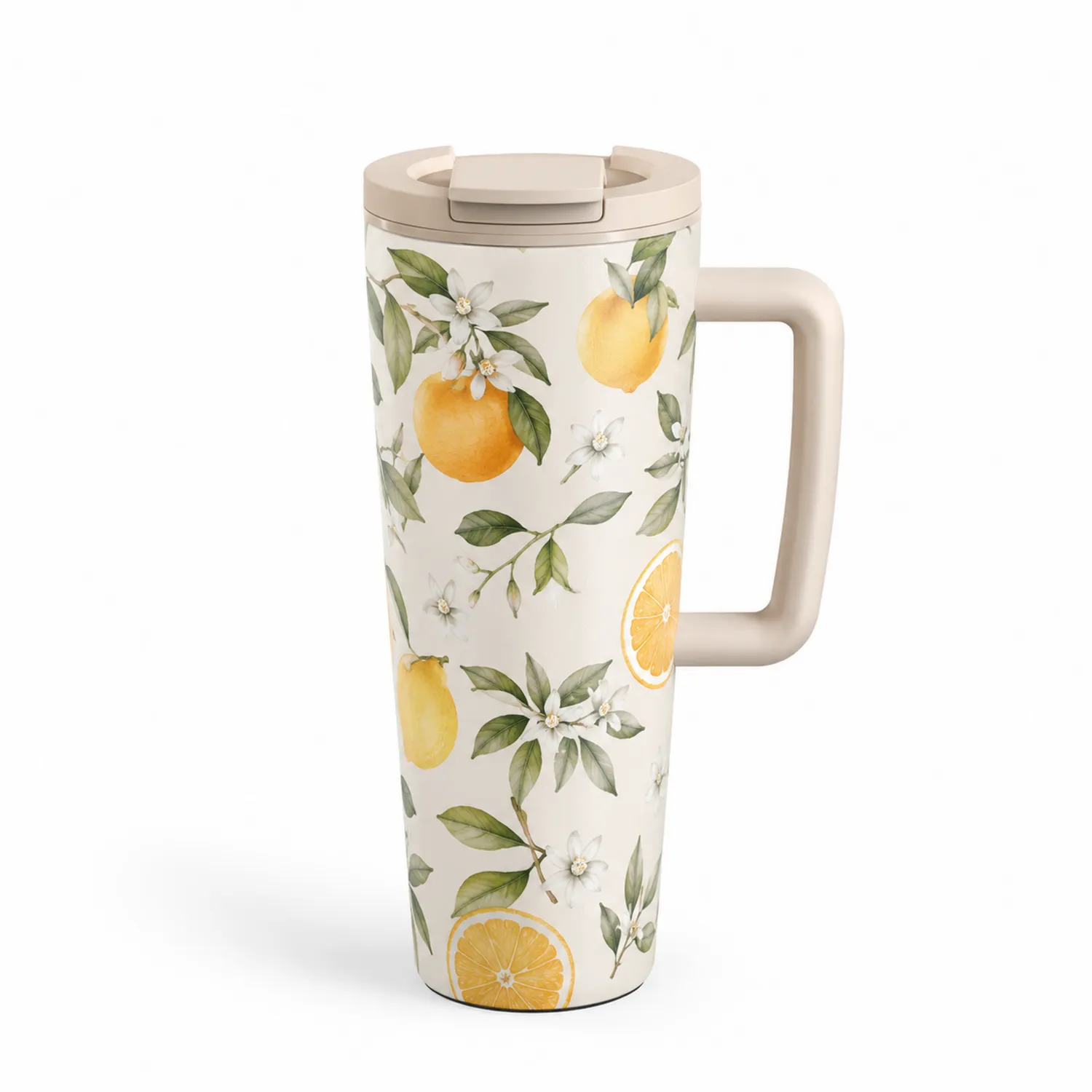 Taza térmica con diseño de frutas cítricas 450ml mango beige