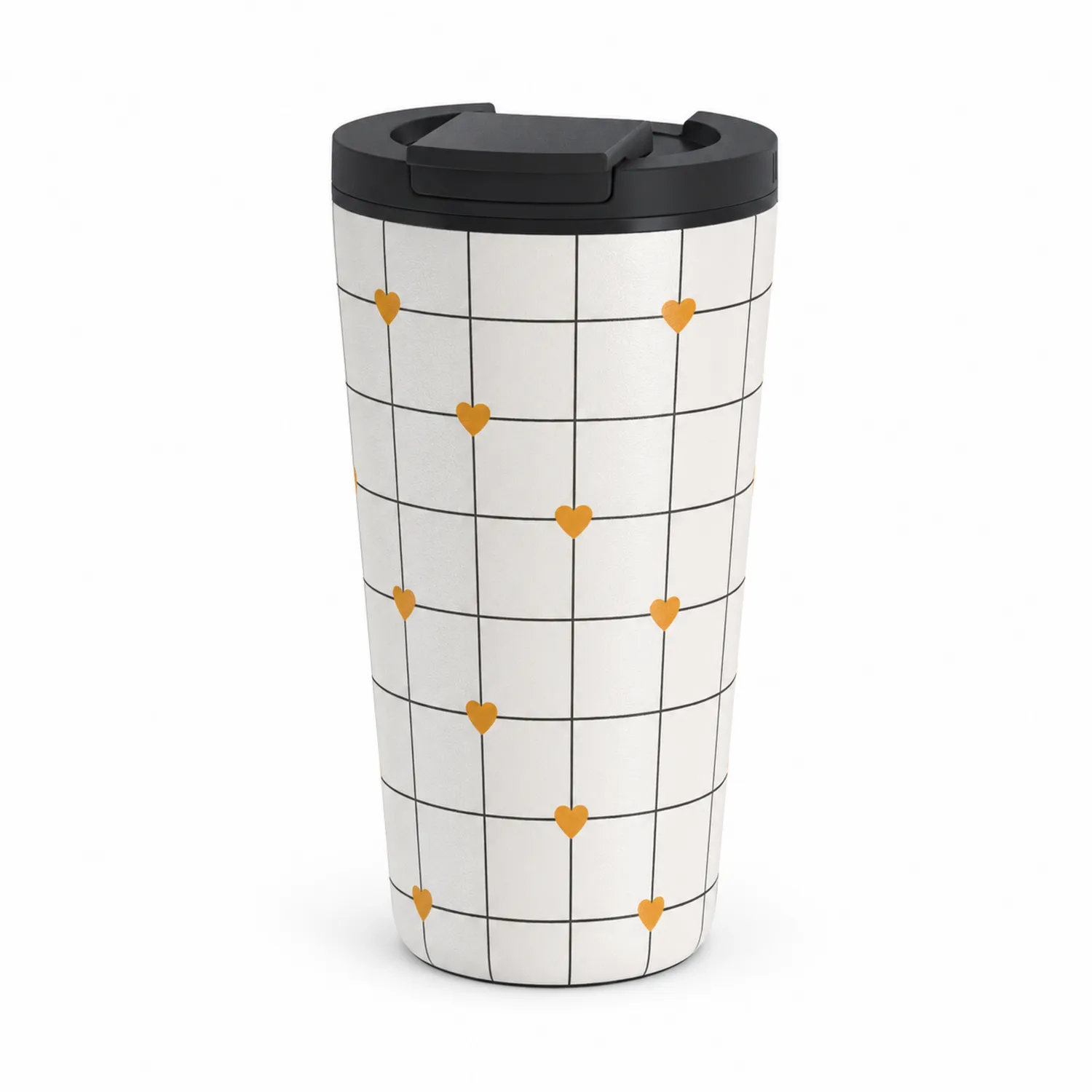 Taza Térmica 450ml Diseño de Cuadros con Corazones