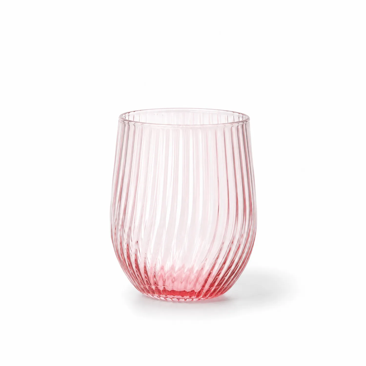 Vaso de vidrio estriado rosa 350 ml