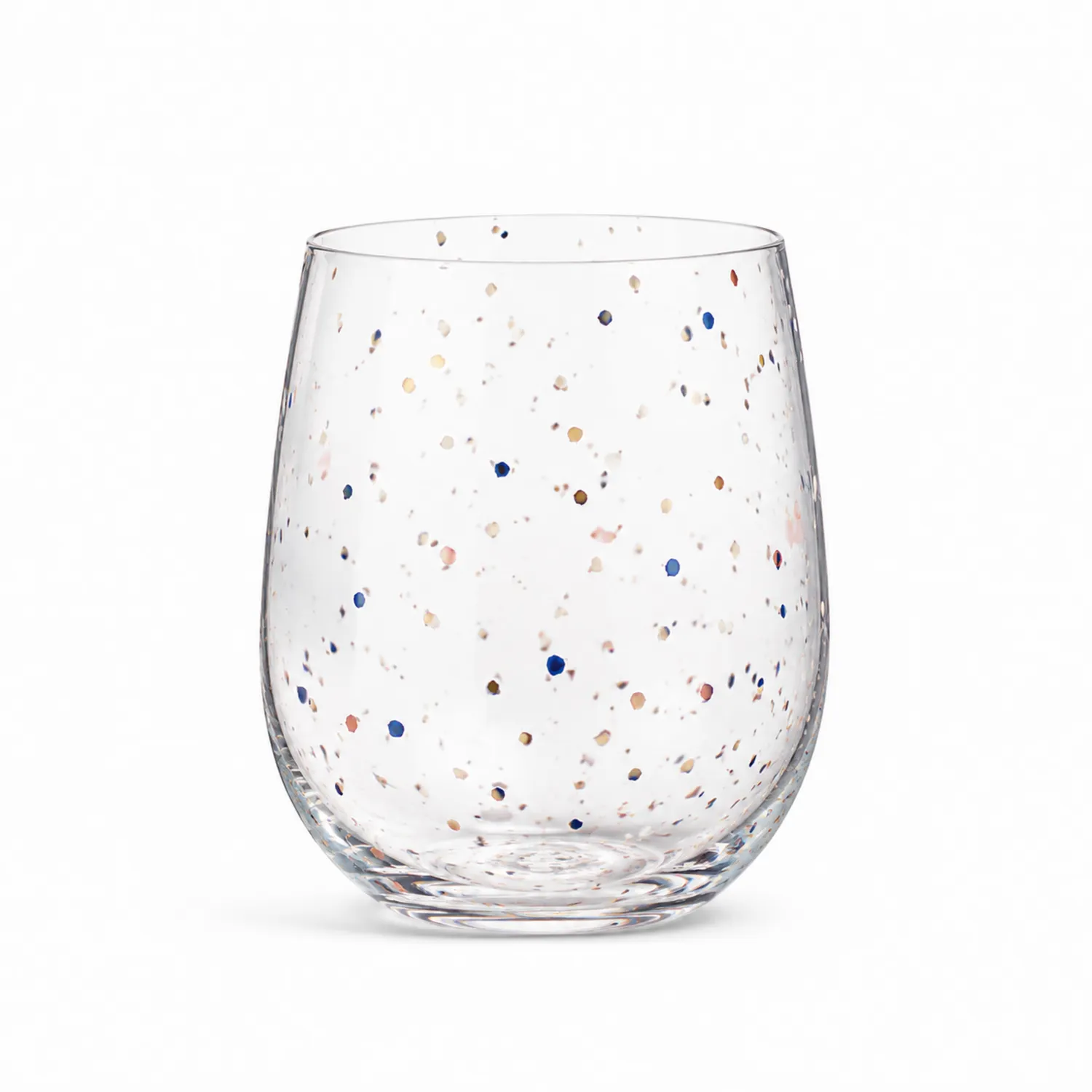 Vaso de Vidrio Transparente con Motas Multicolores 300ml