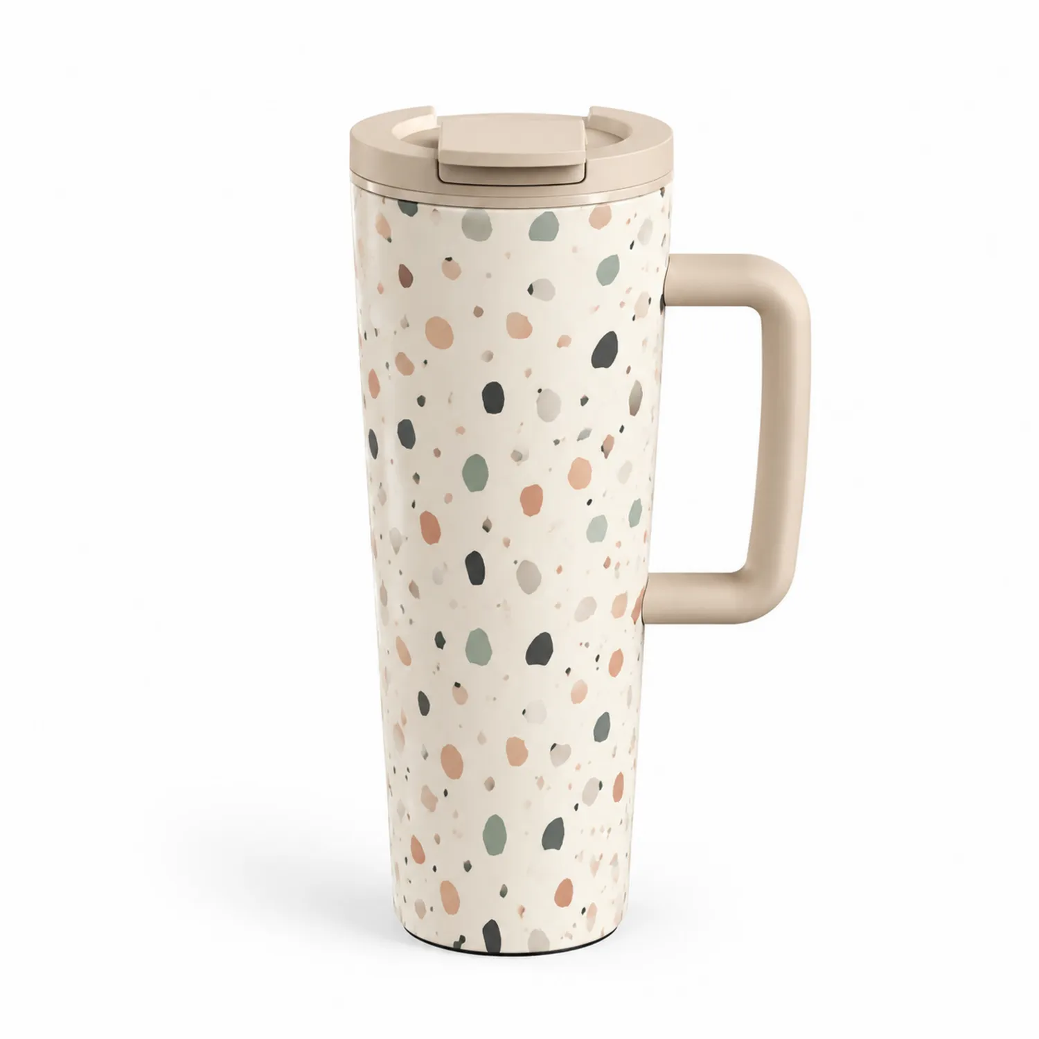 Taza térmica con diseño de terrazzo 450ml crema