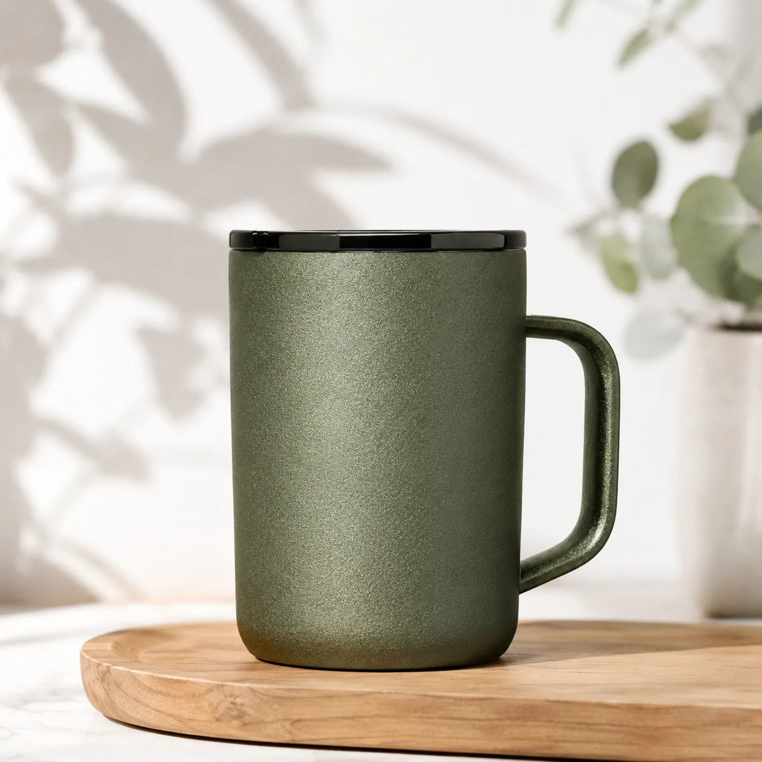 Taza térmica de 350ml con tapa hermética verde