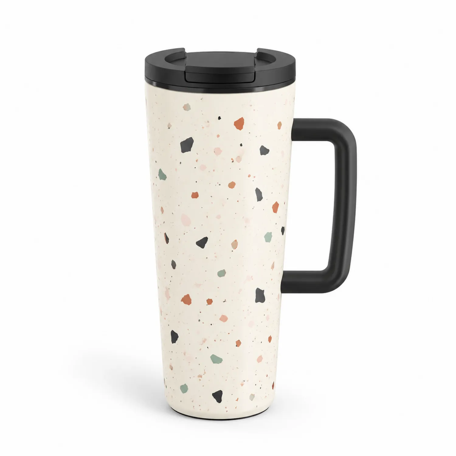 Taza térmica de viaje 450ml diseño terrazo crema
