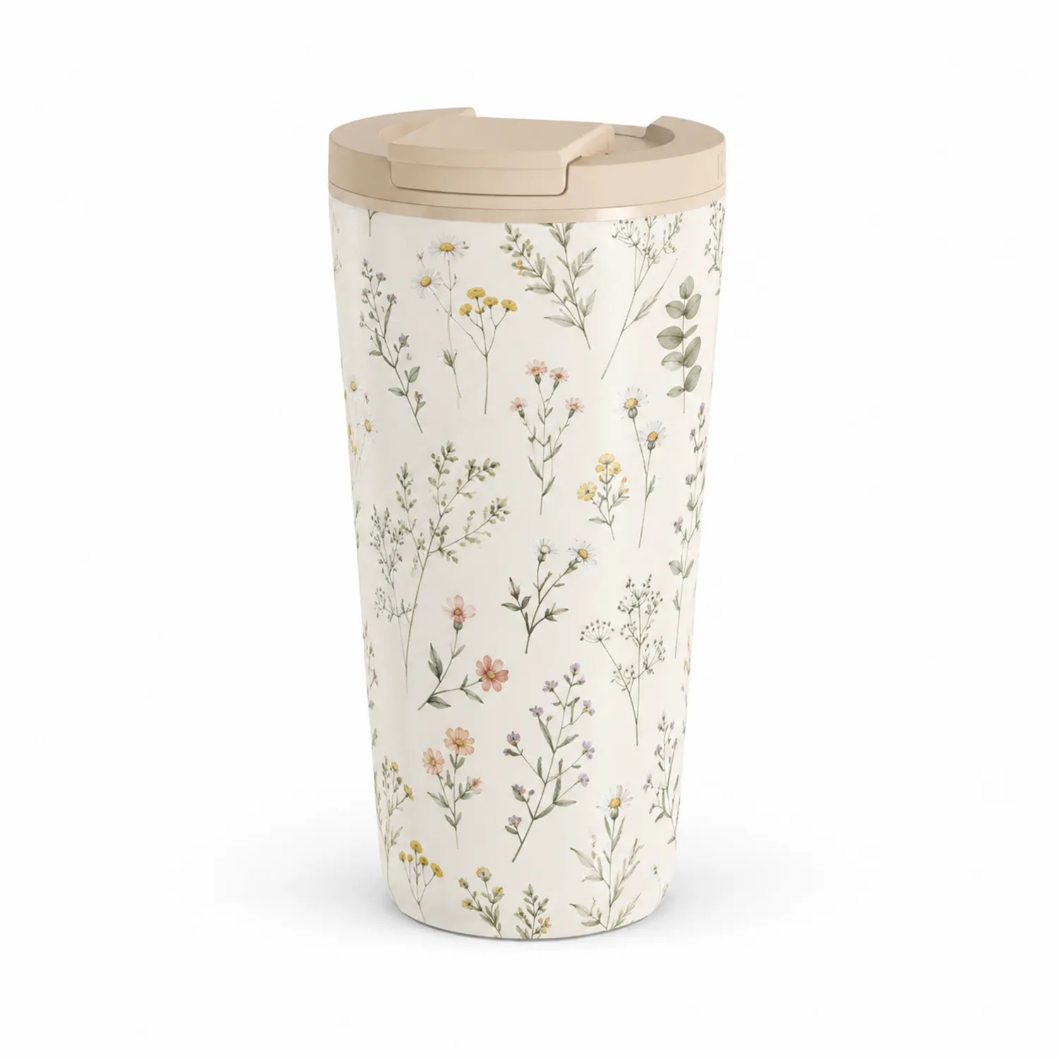 Taza Térmica Floral 450ml Beige