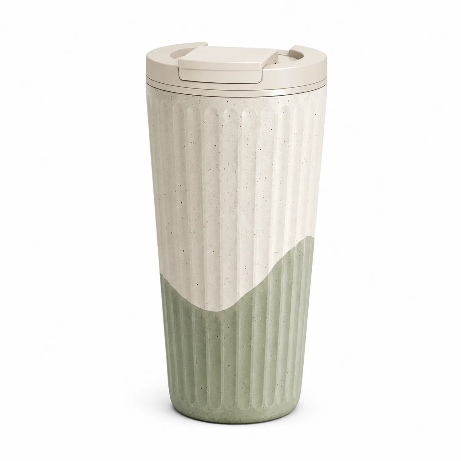 Taza Térmica Reutilizable 500ml Beige y Verde