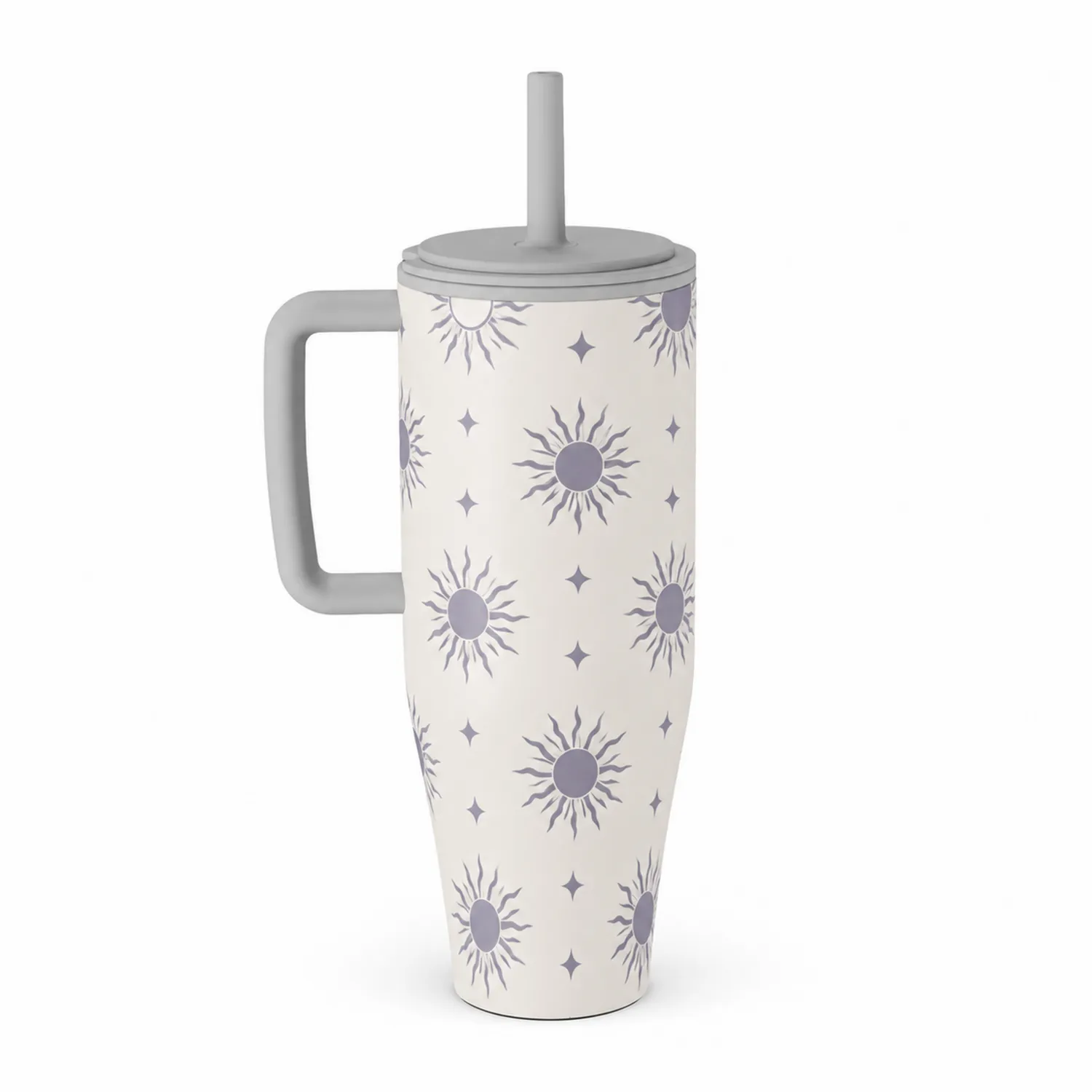 Taza Térmica con Diseño de Sol 700ml Blanco/Gris