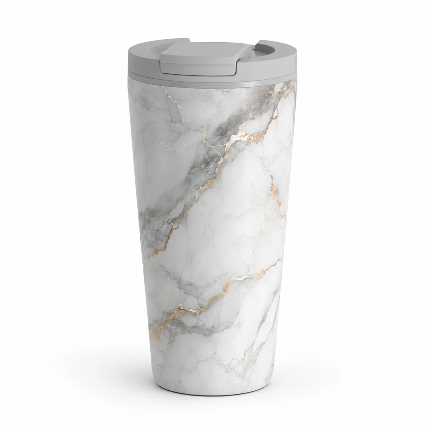 Taza Térmica de Mármol Blanco 500ml con Sistema Anti-Derrames