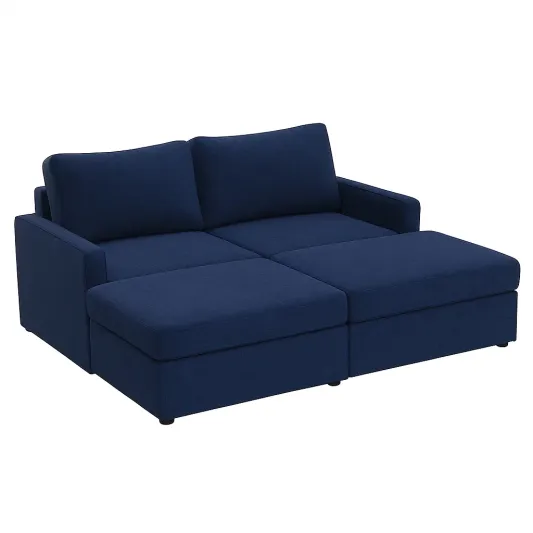 Ecksofa aus Stoff Blau 200cm-cozyverta
