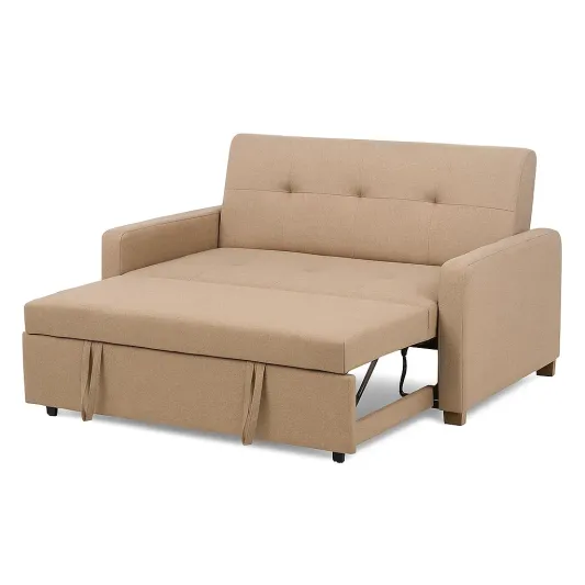 Schlafsofa Beige Stoff klappbar-cozyverta