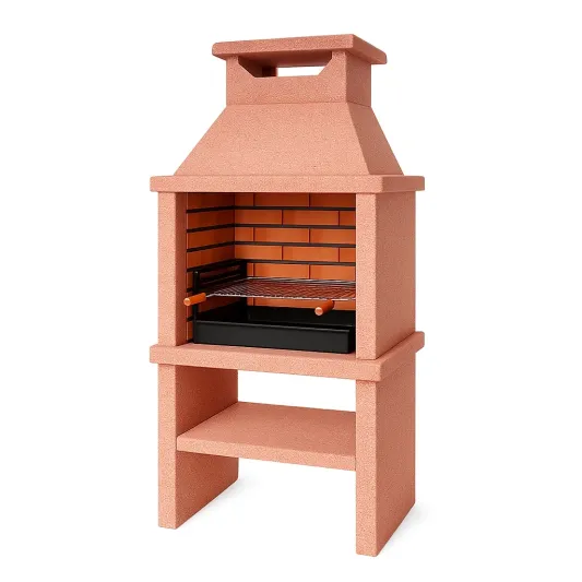 Beton-Gartengrill mit Edelstahlrost und Keramikziegel-cozyverta